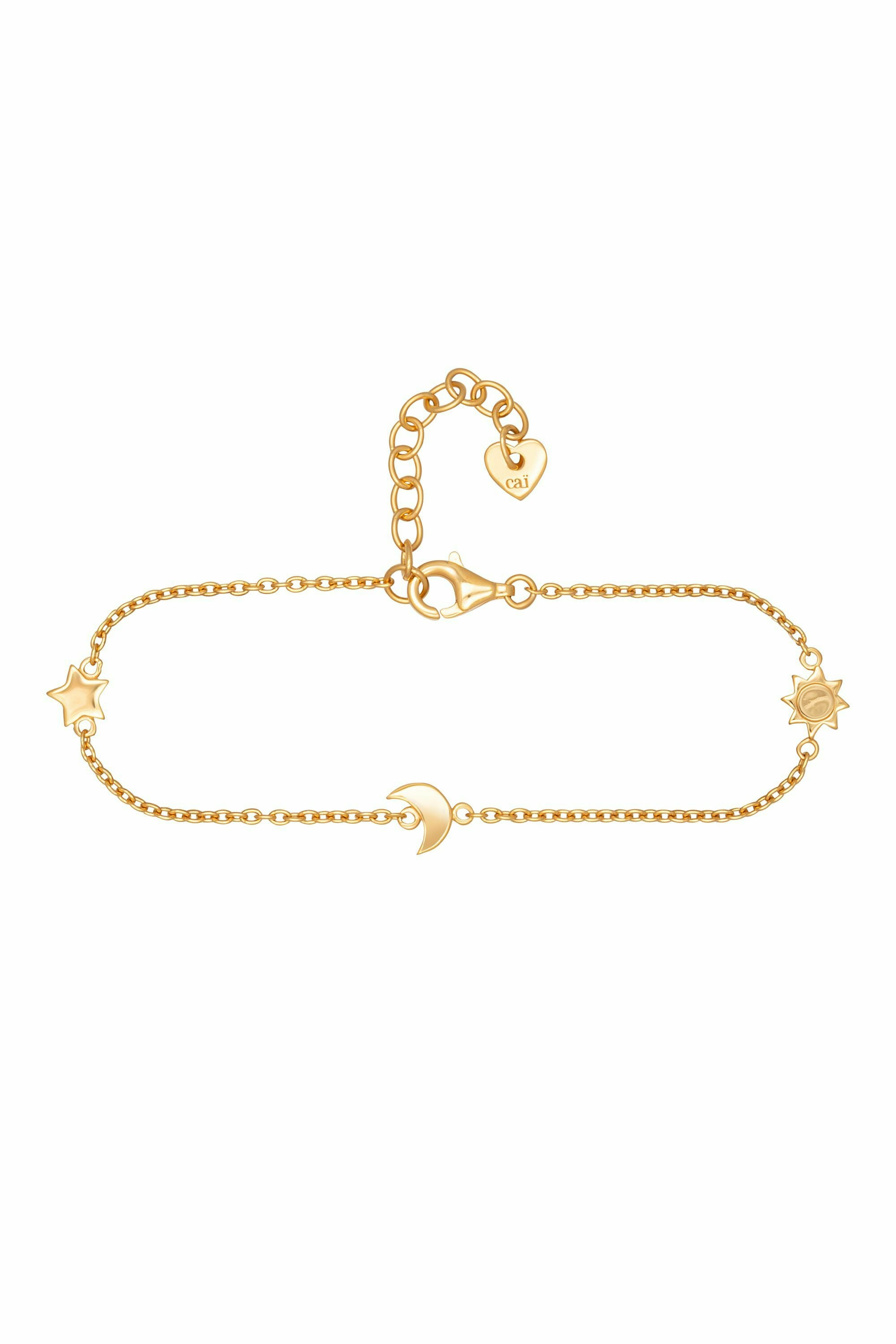 Armband 925 Sterling Silber gelb vergoldet Sonne - Mond - Stern 41184544358494 – Bild 3