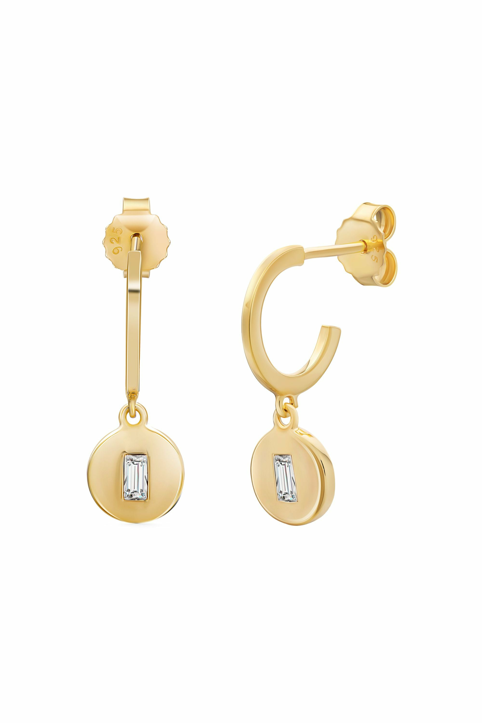 Creole 925 Sterling Silber gelb vergoldet Boho Zirkonia Anhänger 41185176092766 – Bild 3