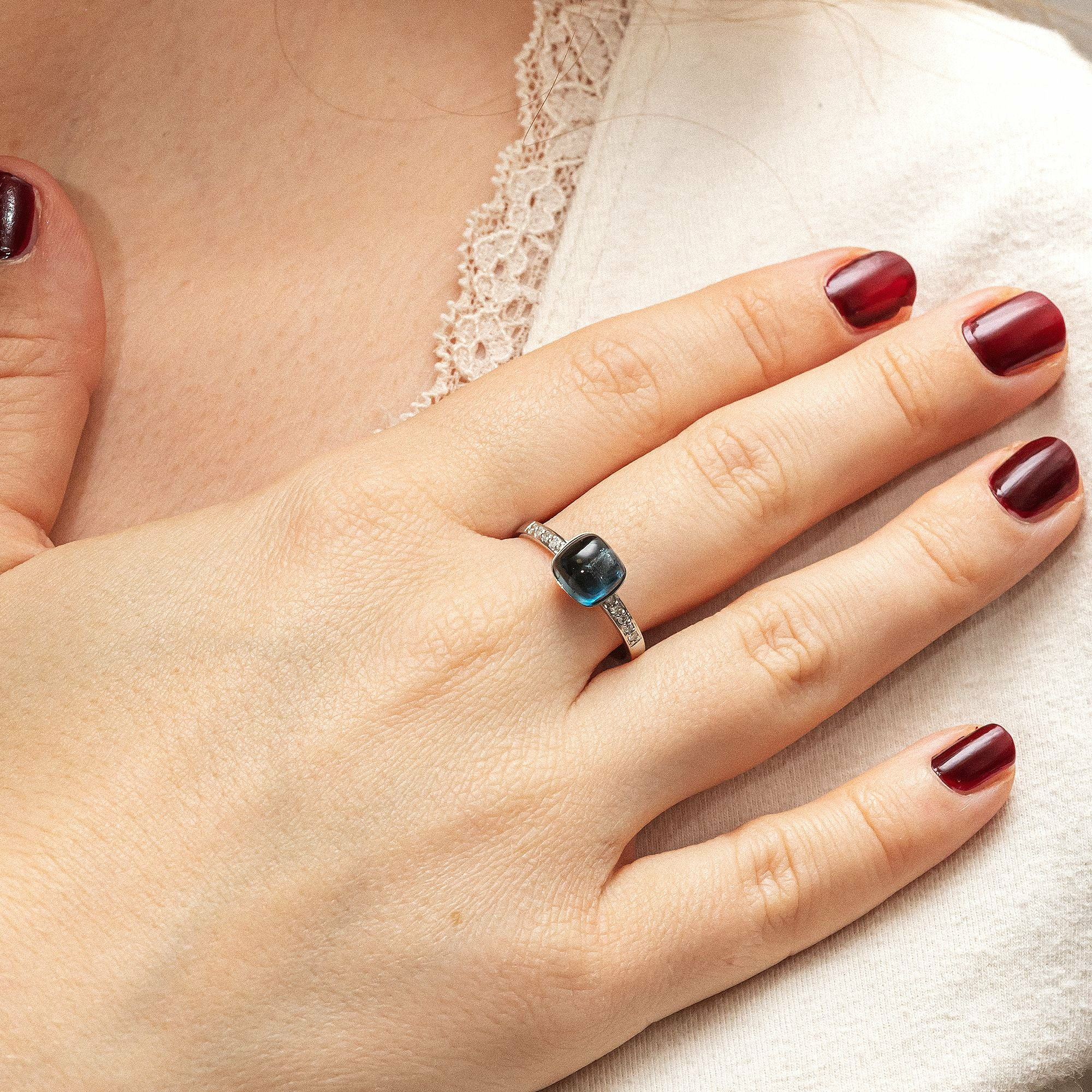 Diamonds by Ellen K. 585 Gold Blautopas Diamant 0,054ct. Ring 41677812924510 – Bild 2