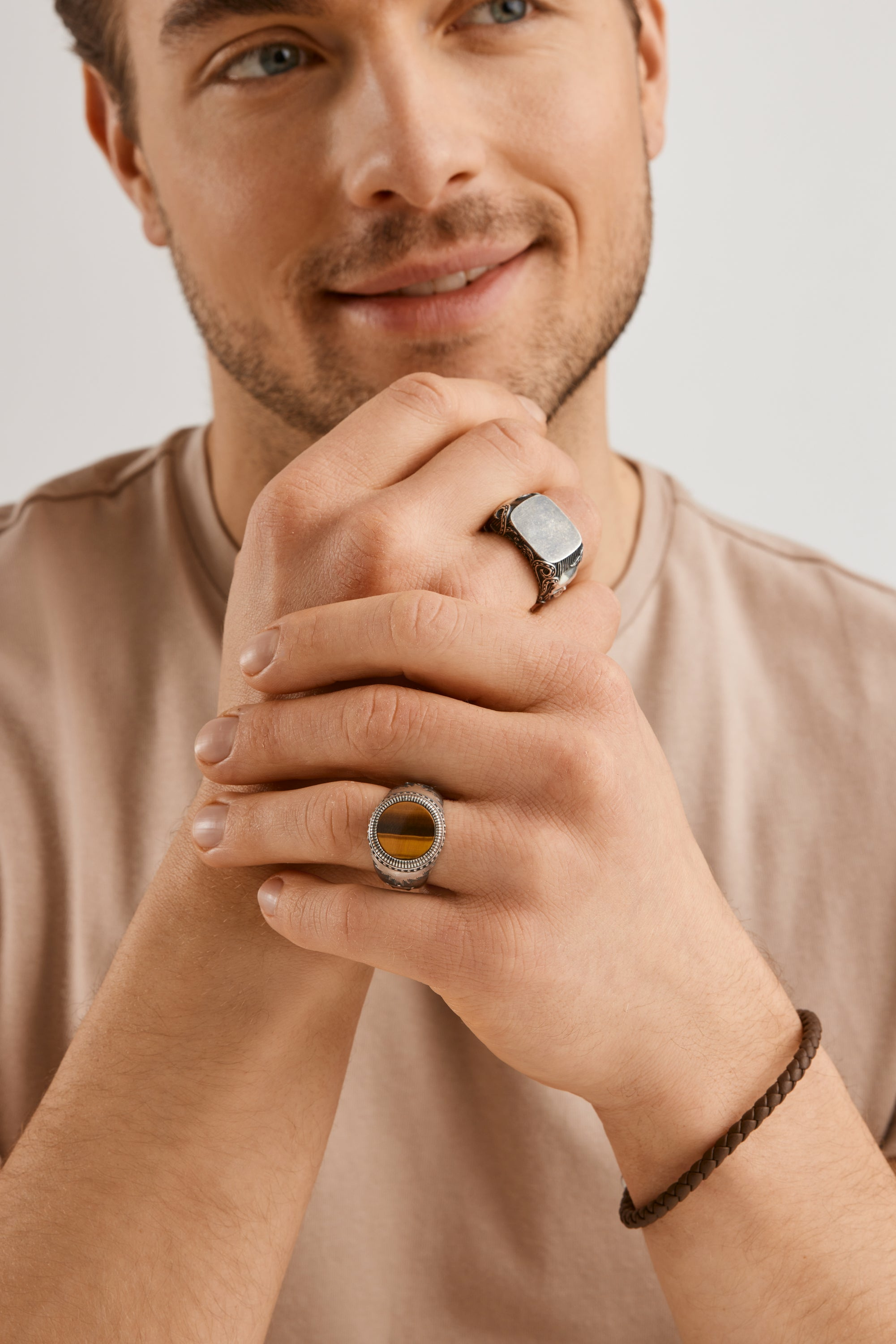 Ring 925 Silber mattiert Tigerauge 41184232407134