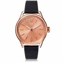 Ice-Watch - Ice Time Black Rose-Gold- Small - Schwarz Damenuhr mit Lederarmband ... Ice-Watch - Ice Time Black Rose-Gold- Small - Schwarz Damenuhr mit Lederarmband ...