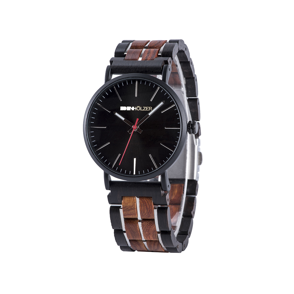 Edenhölzer Holzuhr Herren Armbanduhr Slimline Gozo ED099-001 – Bild 3