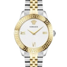 Versace Greca Signature Damenuhr Silber Gold Edelstahl Weiß Zifferblatt 38mm VEV... Versace Greca Signature Damenuhr Silber Gold Edelstahl Weiß Zifferblatt 38mm VEV...