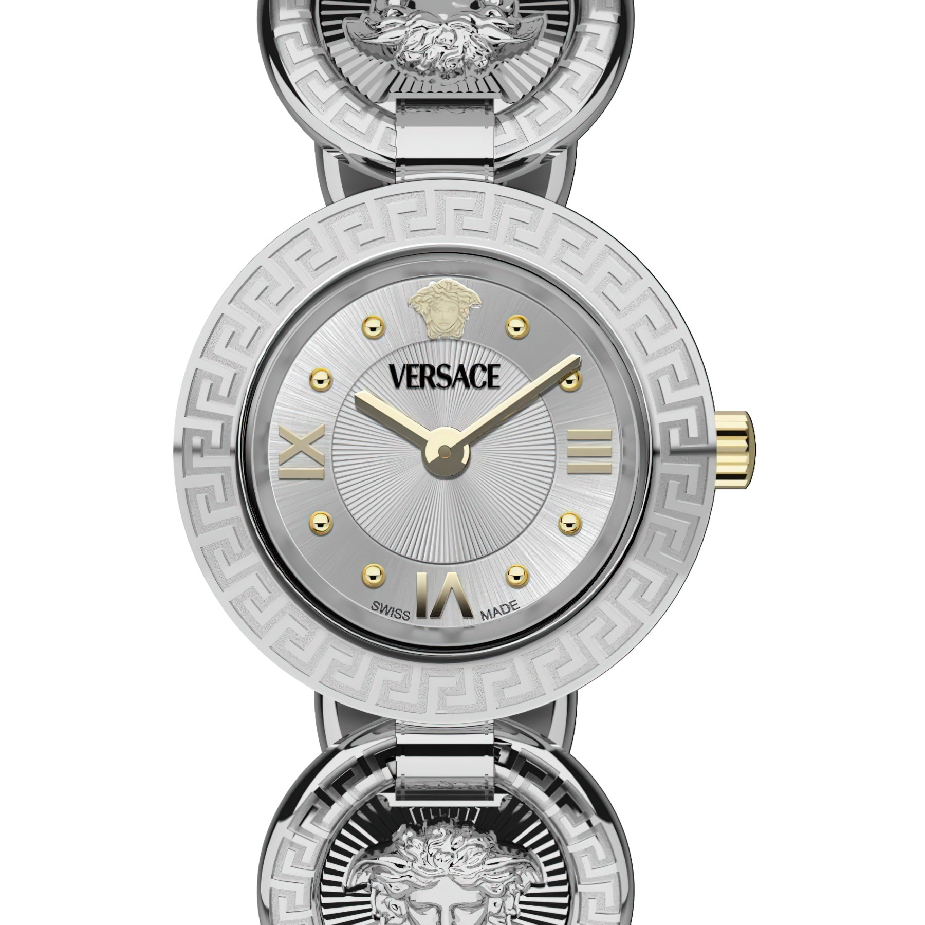 Versace Damen Armbanduhr Greca Jewel Silber/Gold VEWCA0124 – Bild 2