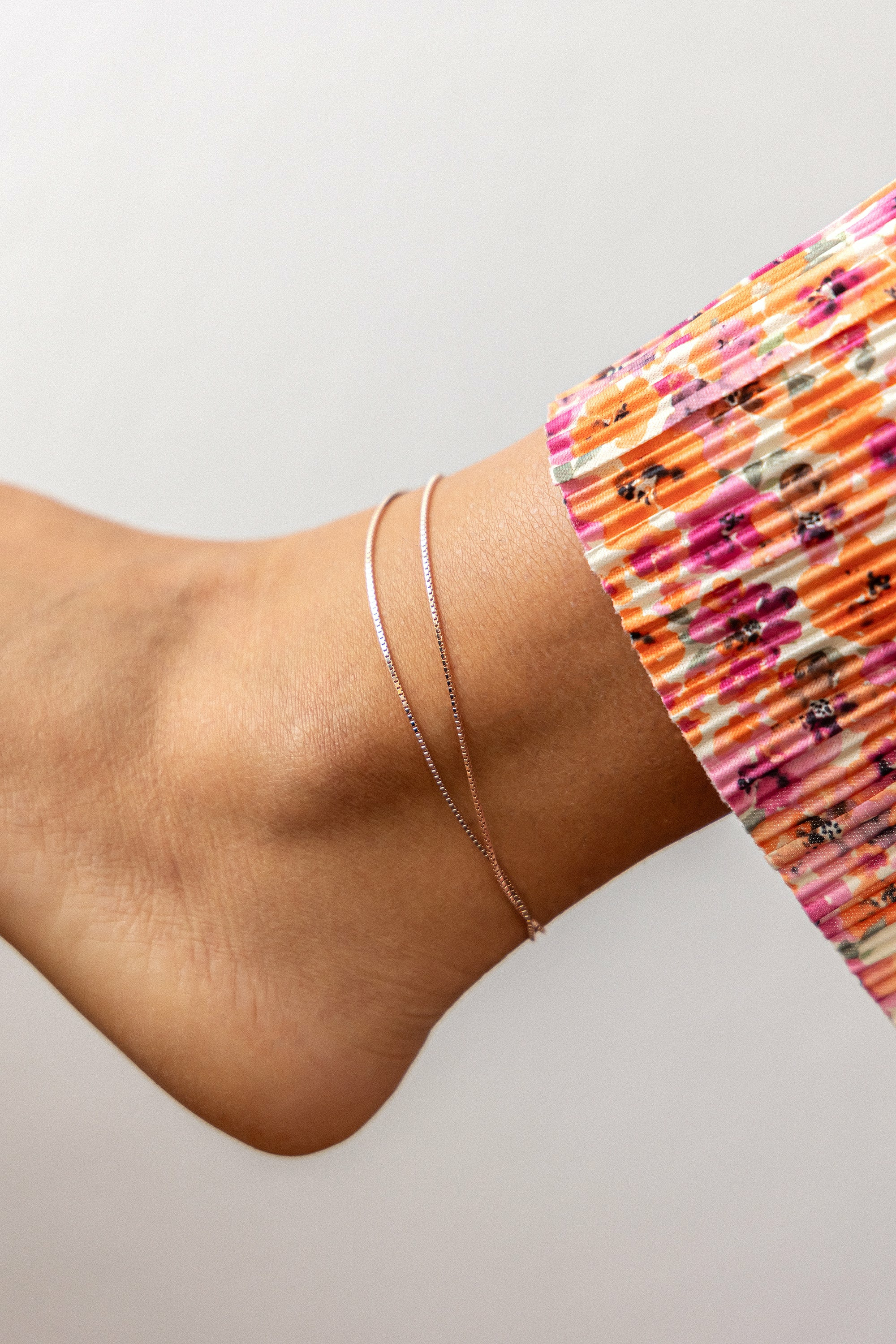 Fußkette 925/- Sterling Silber rosé vergoldet Venezianer Kette zweireihig 411846... Fußkette 925/- Sterling Silber rosé vergoldet Venezianer Kette zweireihig 411846...