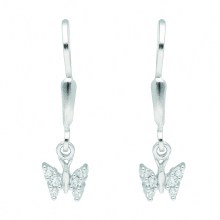 Damen 925 Silber Ohrringe  Ohrhänger Schmetterling mit Zirkonia Damen 925 Silber Ohrringe  Ohrhänger Schmetterling mit Zirkonia