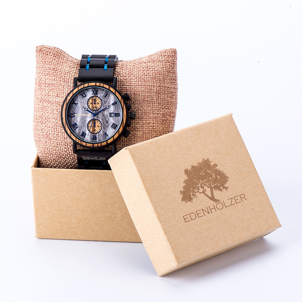 Edenhölzer Holzuhr Herren Armbanduhr Paulau Holzarmband ED090-007 – Bild 3