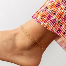 Fußkette 925/- Sterling Silber vergoldet Venezianer Kette zweireihig 41184680149... Fußkette 925/- Sterling Silber vergoldet Venezianer Kette zweireihig 41184680149...