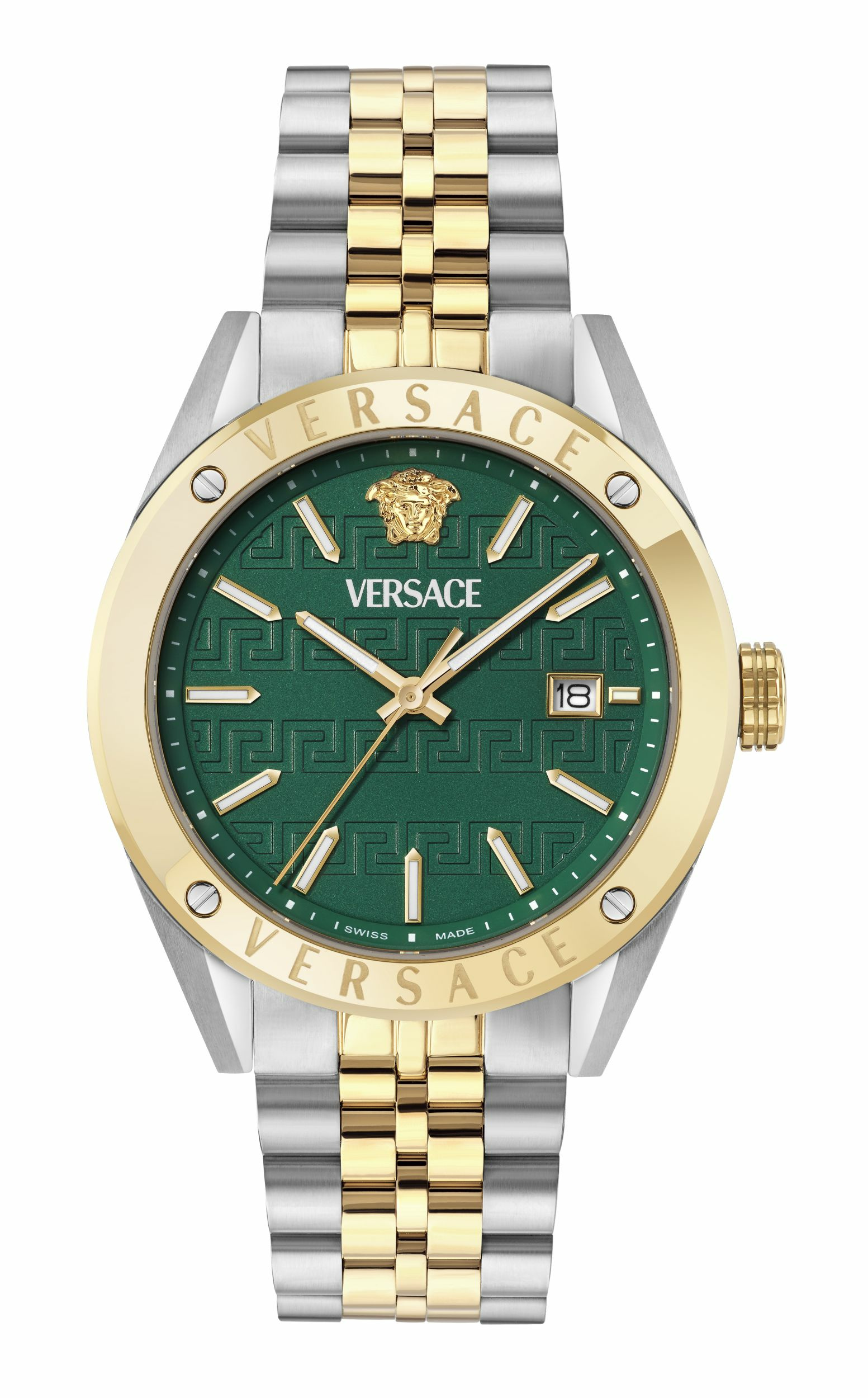 Versace Herren Armbanduhr Athletics Gents Silber, Gold, Grün 41 mm VEKHA0525 Versace Herren Armbanduhr Athletics Gents Silber, Gold, Grün 41 mm VEKHA0525