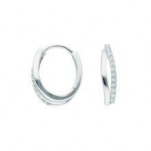 Damen 585 Weißgold Ohrringe  Creolen mit Zirkonia Damen 585 Weißgold Ohrringe  Creolen mit Zirkonia