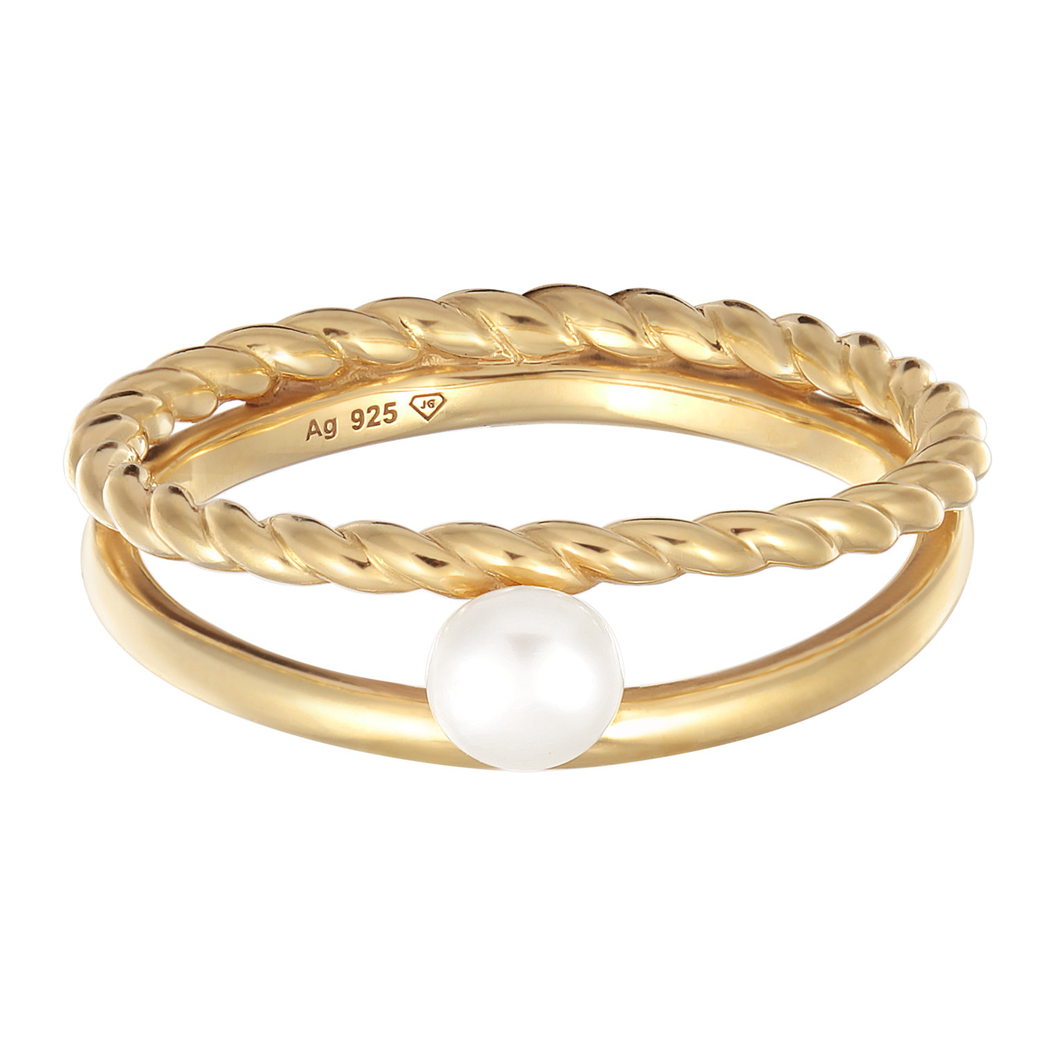 Ring Süßwasserzuchtperle Modisch Kordel 925 Silber Ring Süßwasserzuchtperle Modisch Kordel 925 Silber
