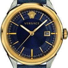 Versace Glaze Herrenuhr Blaues Leder Gold Stahlgehäuse 43mm VERA00218 Versace Glaze Herrenuhr Blaues Leder Gold Stahlgehäuse 43mm VERA00218