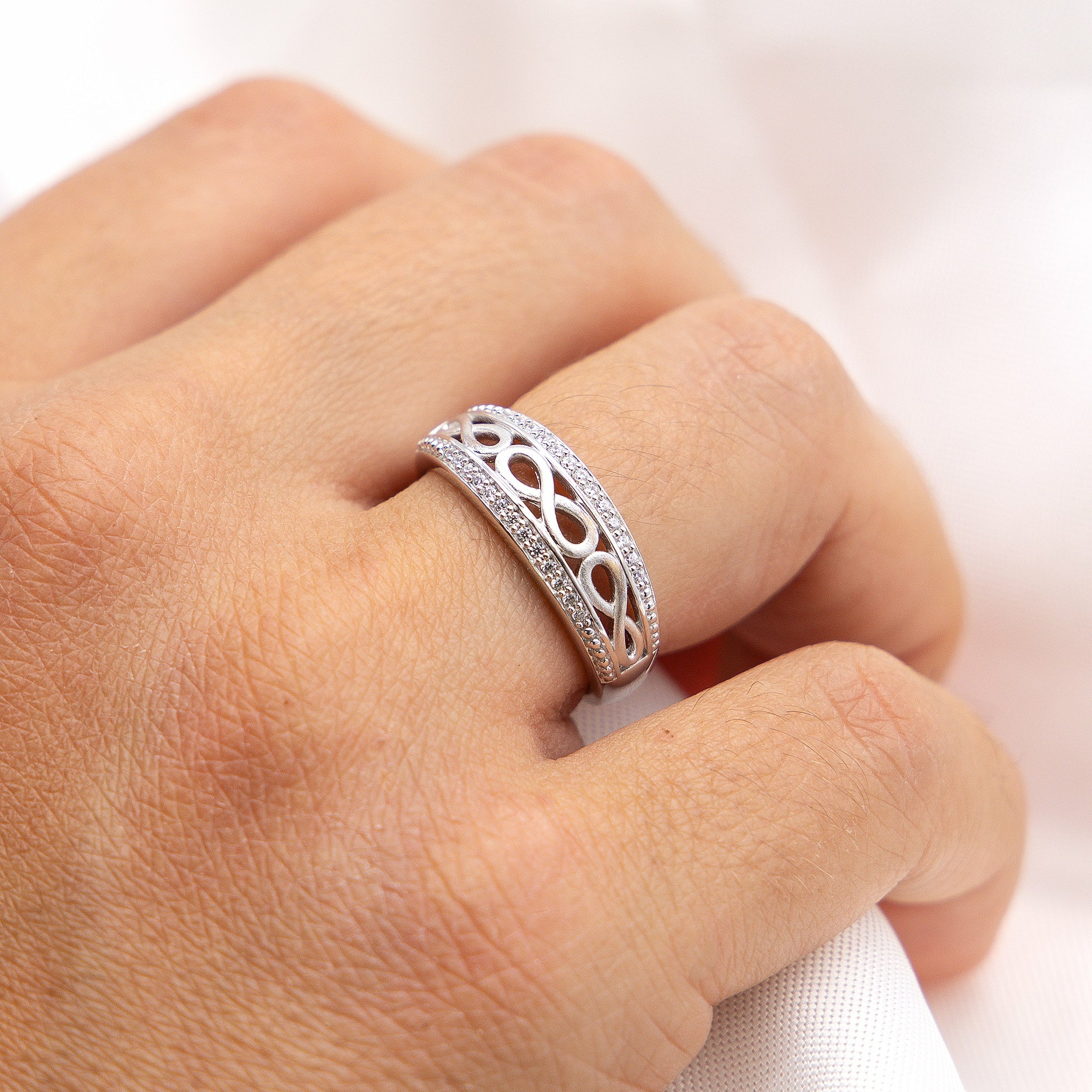 Zeeme Silver Silber 925 glanz/mattiert Zirkonia Ring 41677804929118 – Bild 2
