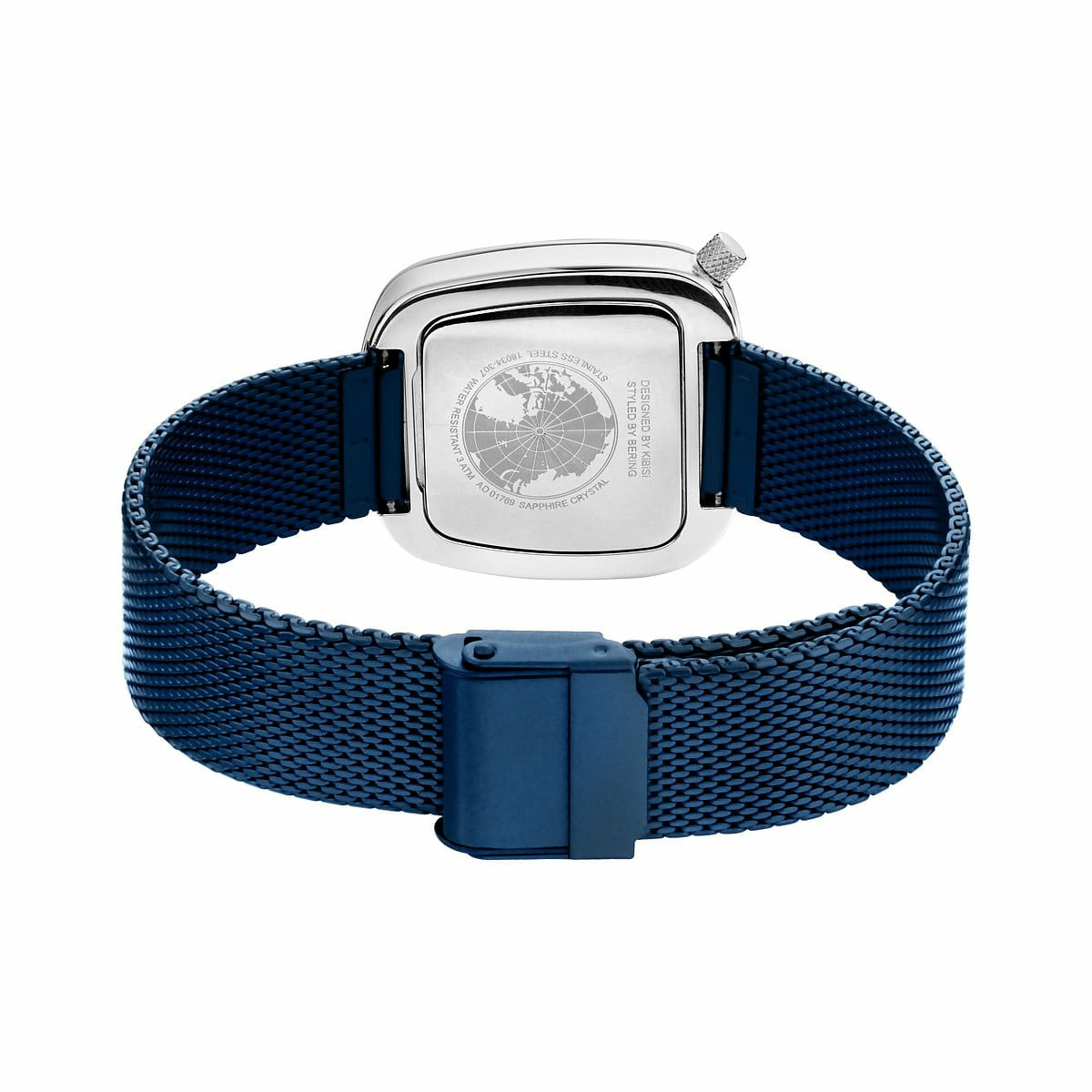 Bering Damen Quarz Armbanduhr Edelstahl Silber-Blau Milanaise Armband 18034-307