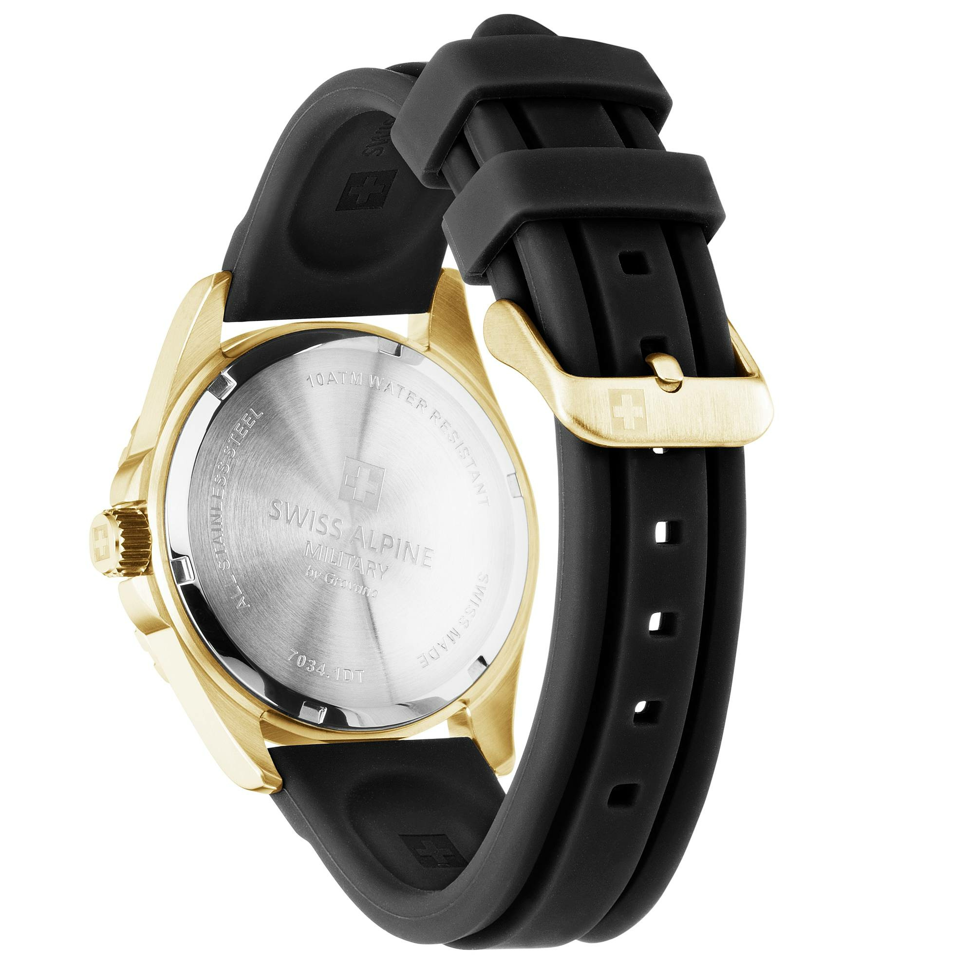 Swiss Alpine Military Herrenarmbanduhr Sierra Gold-Schwarz 7034.1817 – Bild 3