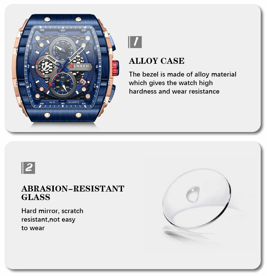 CURREN Men's Multi-Function Chronograph Quartz Watch with Silicone Strap and Dat... – Bild 3