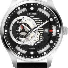 S.Oliver Armbanduhr Automatik schwarz silber SO-3941-LA S.Oliver Armbanduhr Automatik schwarz silber SO-3941-LA