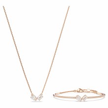 SWAROVSKI Damen Schmuckset - Halskette und Armband in Weiß mit Roségold-Legieru... SWAROVSKI Damen Schmuckset - Halskette und Armband in Weiß mit Roségold-Legieru...