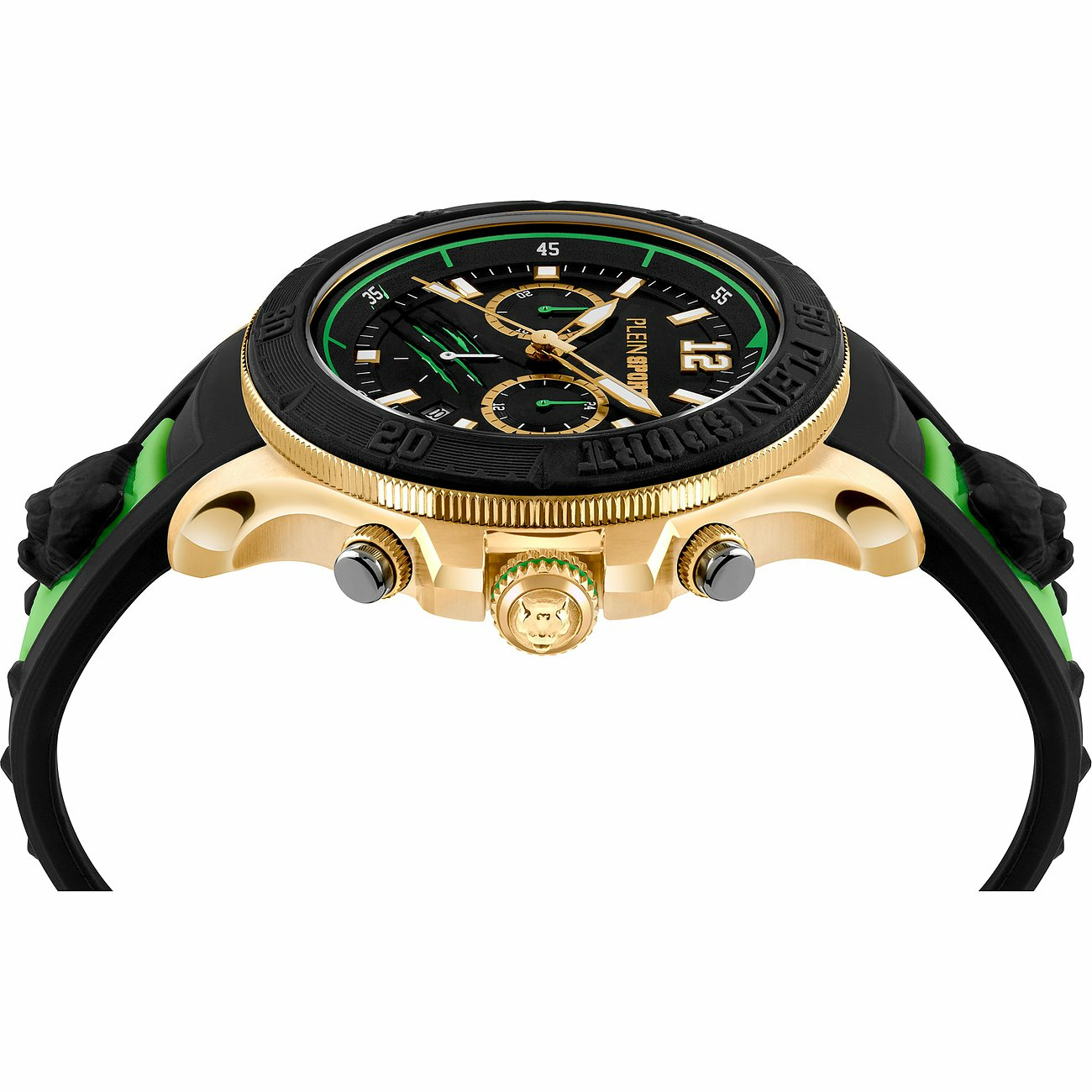 Plein Sport Herren Chronograph Warrior Tech PS6BA0424 Gold Grün Schwarz 47 mm – Bild 3