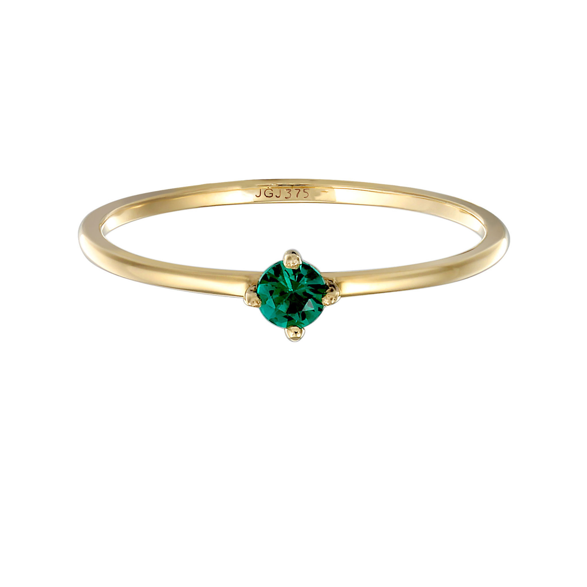Ring Synthetischer Smaragd Solitär 375er Gelbgold – Bild 2