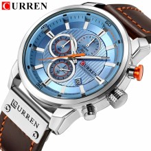 CURREN Men%27s Dark Brown Chronograph Quartz Watch Waterproof Leather Strap Sports... CURREN Men%27s Dark Brown Chronograph Quartz Watch Waterproof Leather Strap Sports...