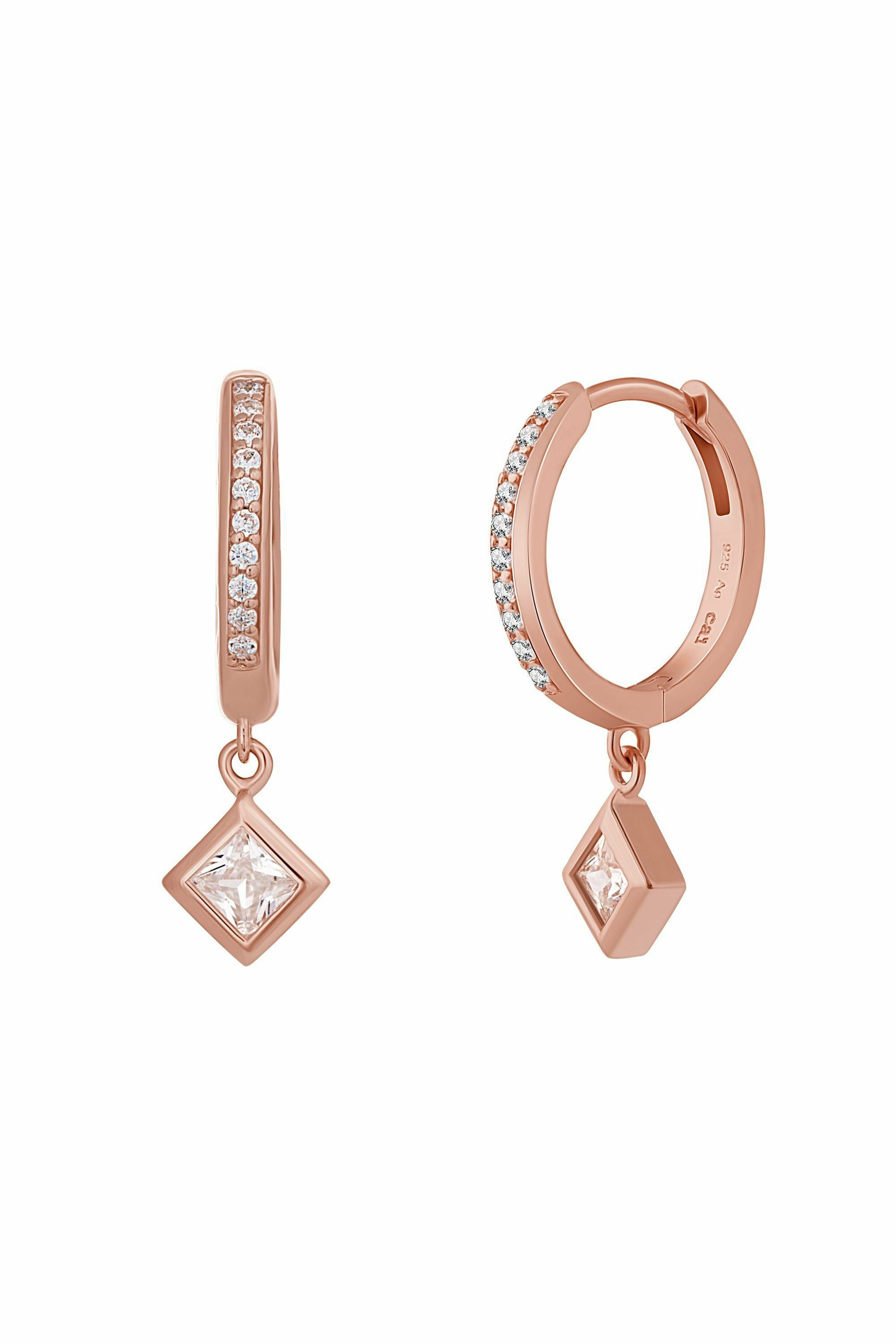 Creole 925 Sterling Silber rosé vergoldet Zirkonia Raute 41184944685150 – Bild 2