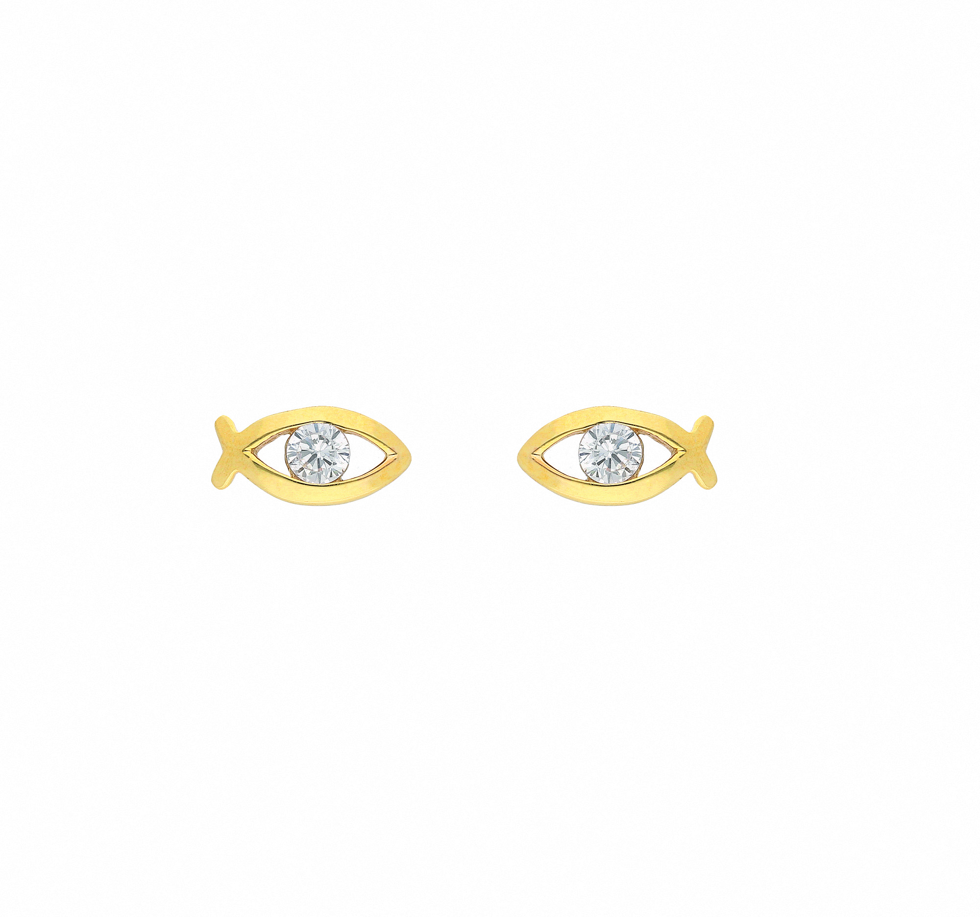 Damen 333 Gold Ohrringe  Ohrstecker Fisch mit Zirkonia – Bild 2