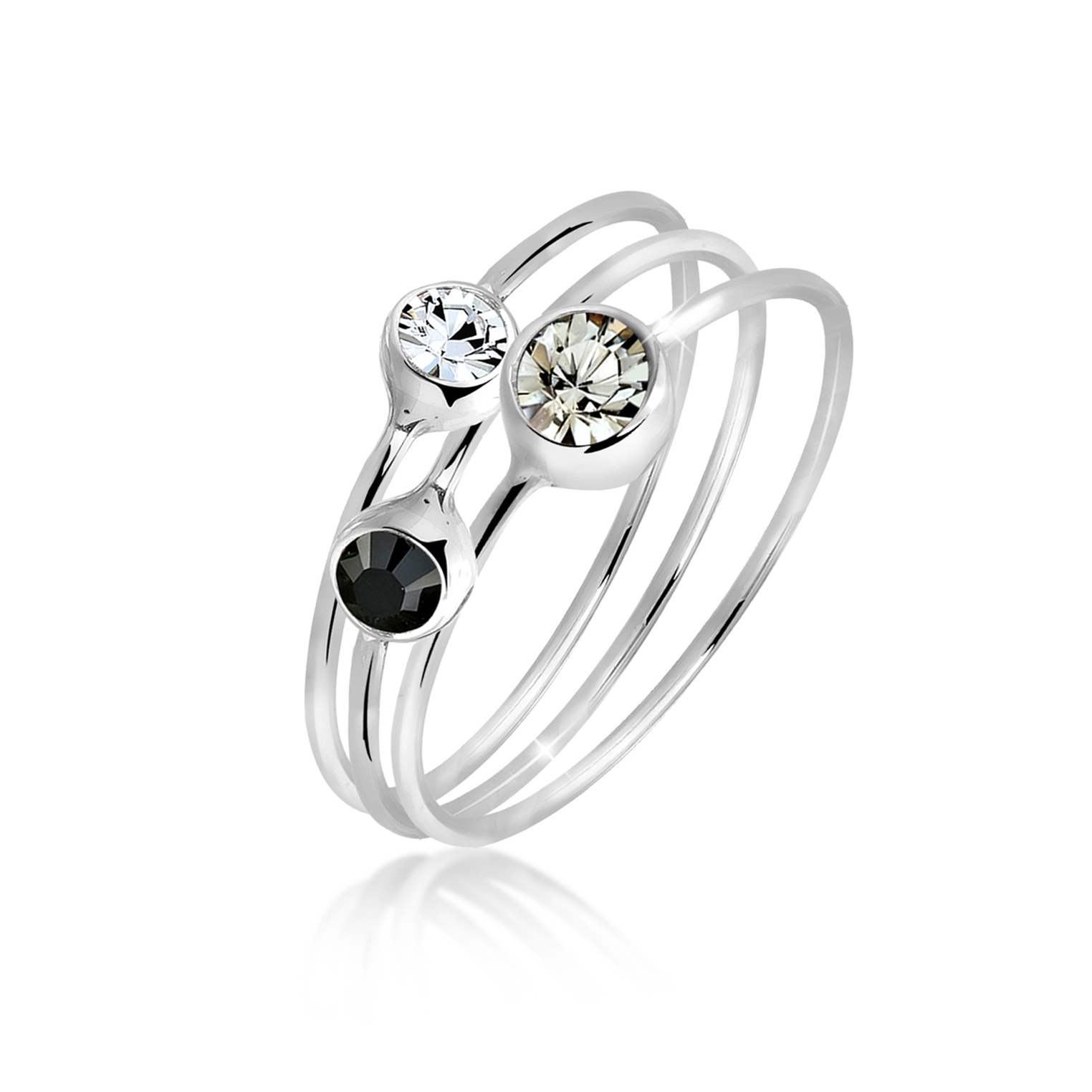 Ring Set Stacking Zart 925 Silber, mit Kristallen von Swarovski® – Bild 3