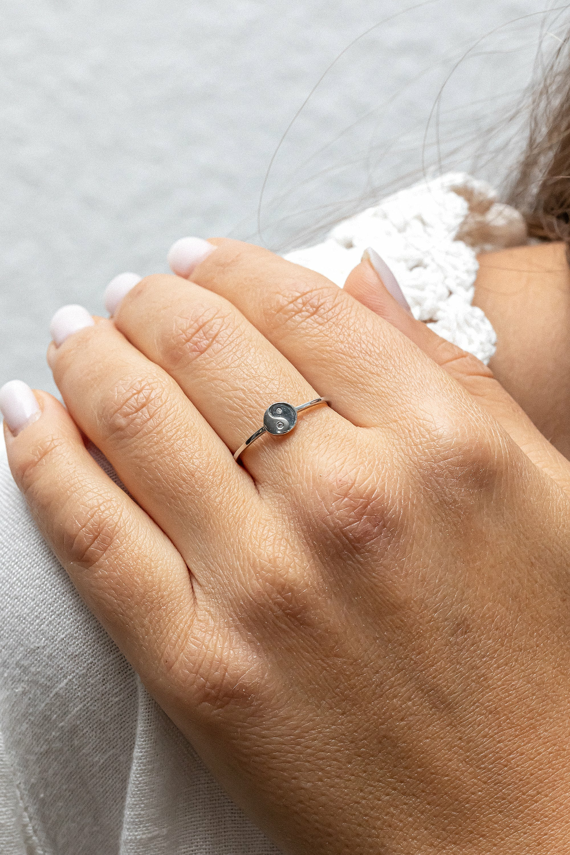 Ring 925/- Sterling Silber rhodiniert Zirkonia Yin Yang 41184479281246 – Bild 2