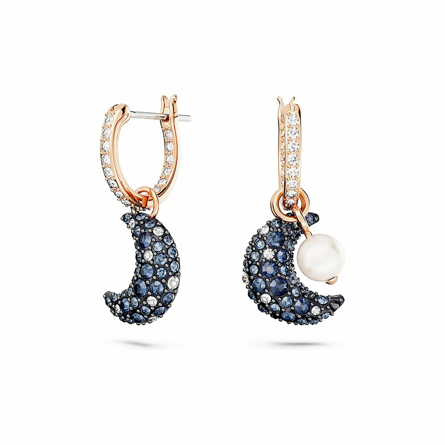 Swarovski Damen Creolen Luna mit Mond Anhänger Rosegold 5671569 Swarovski Damen Creolen Luna mit Mond Anhänger Rosegold 5671569