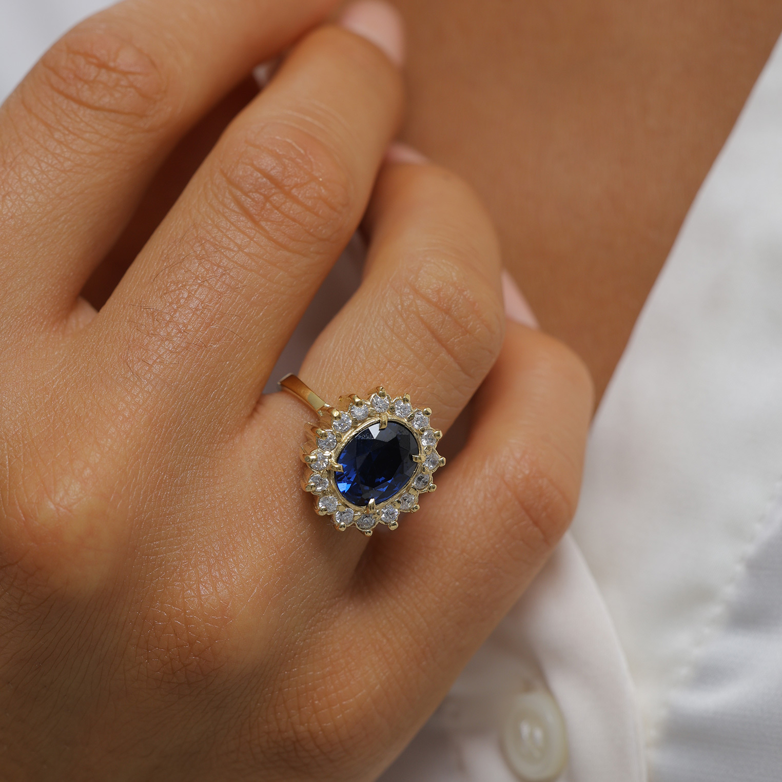 Ring Cocktailring Saphirblau Royal Zirkonia 925 Silber – Bild 3