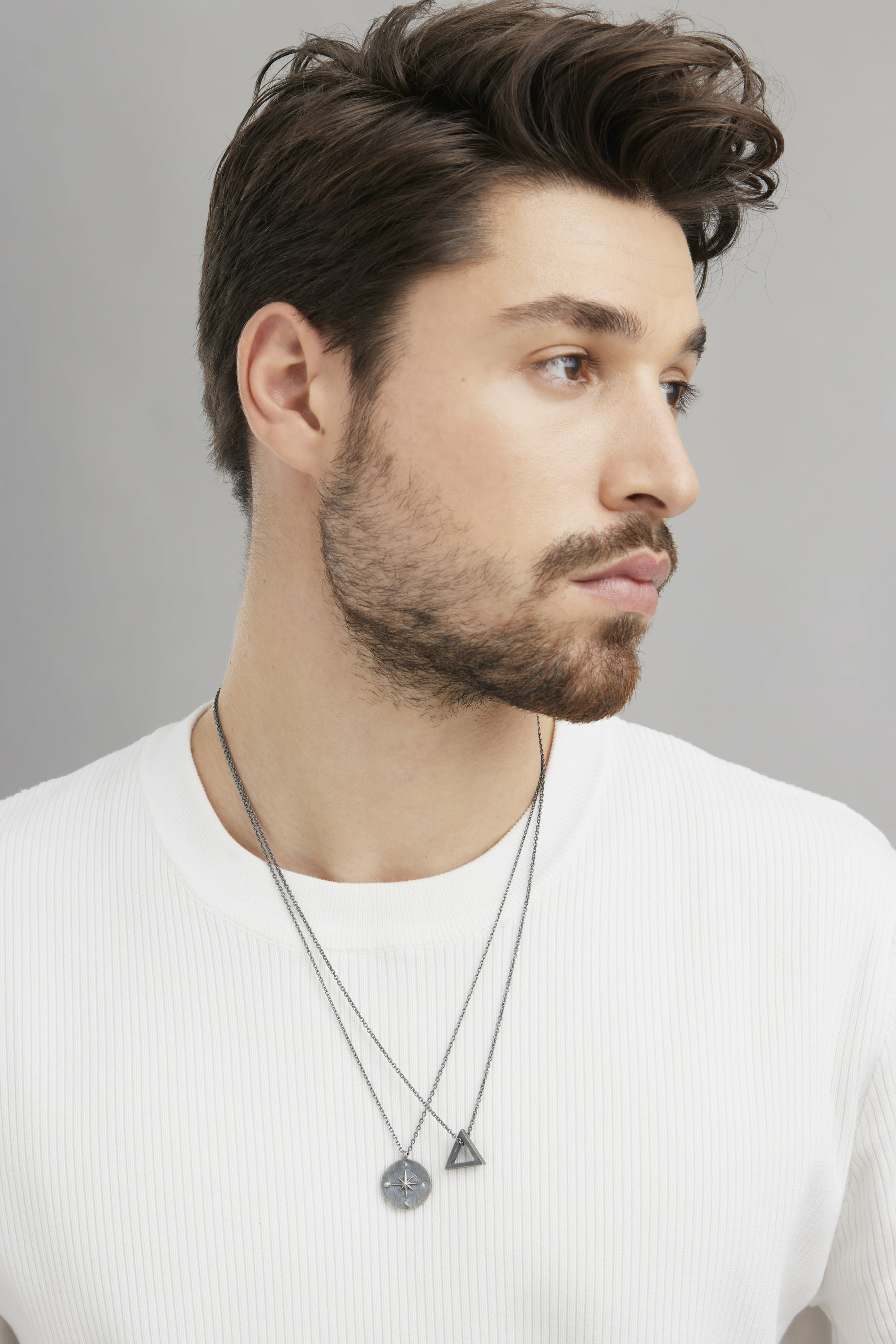 Anhänger mit Kette 925/- Silber matt oxidiert Dreieck 41184520536158 – Bild 2