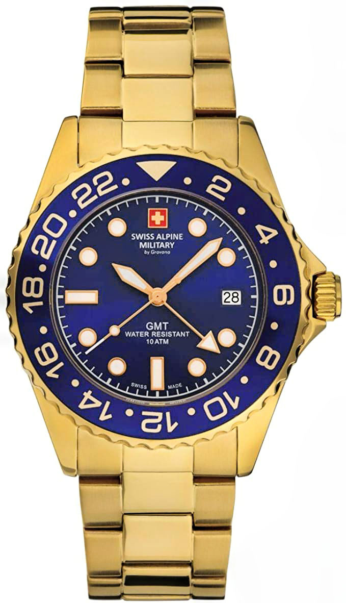 Swiss Alpine Military Herren Uhr GMT Analog Quarz 7052 Edelstahl 10 ATM 7052.111... Swiss Alpine Military Herren Uhr GMT Analog Quarz 7052 Edelstahl 10 ATM 7052.111...