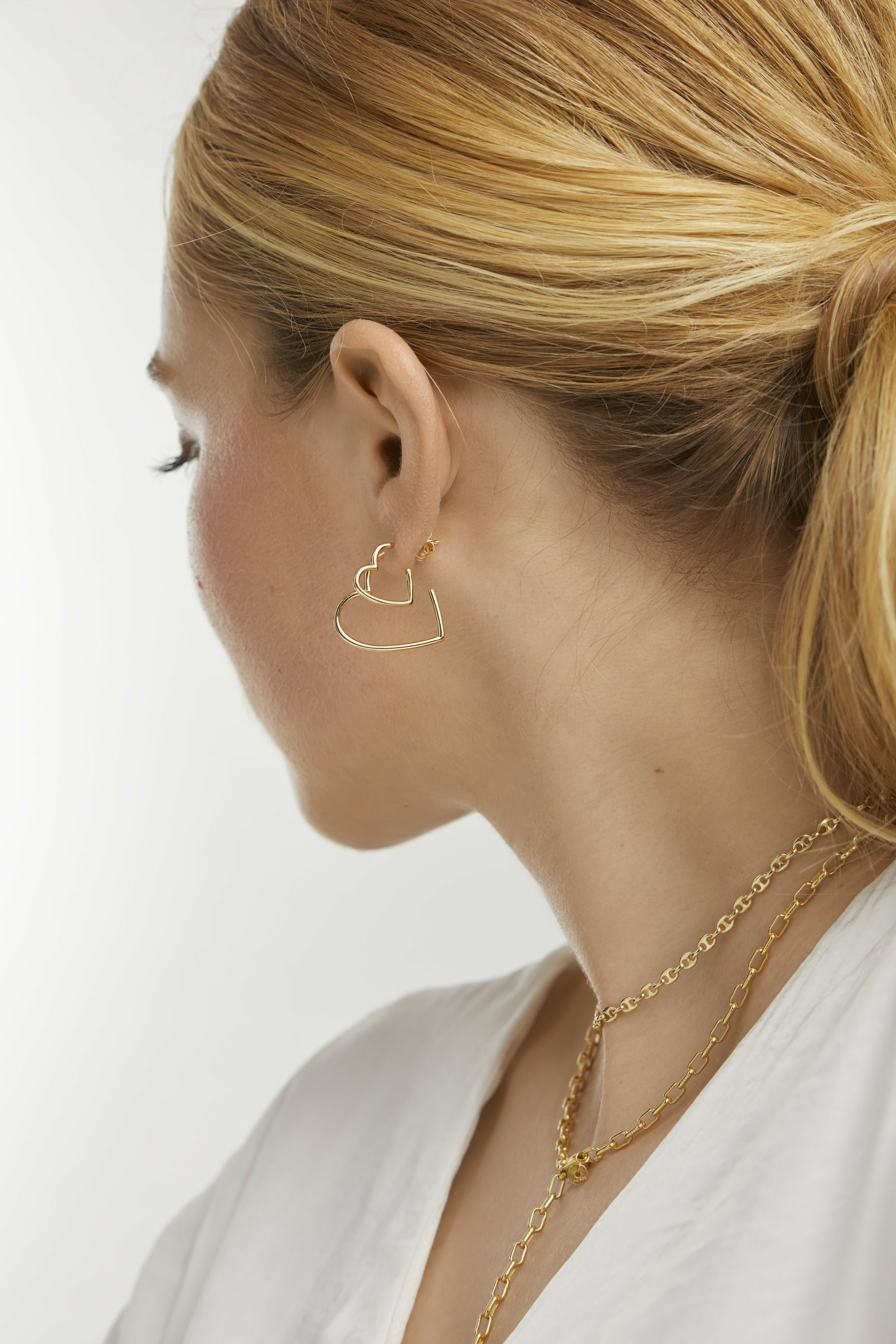 Creole 925 Sterling Silber gelb vergoldet Herz 41184970211422 – Bild 2