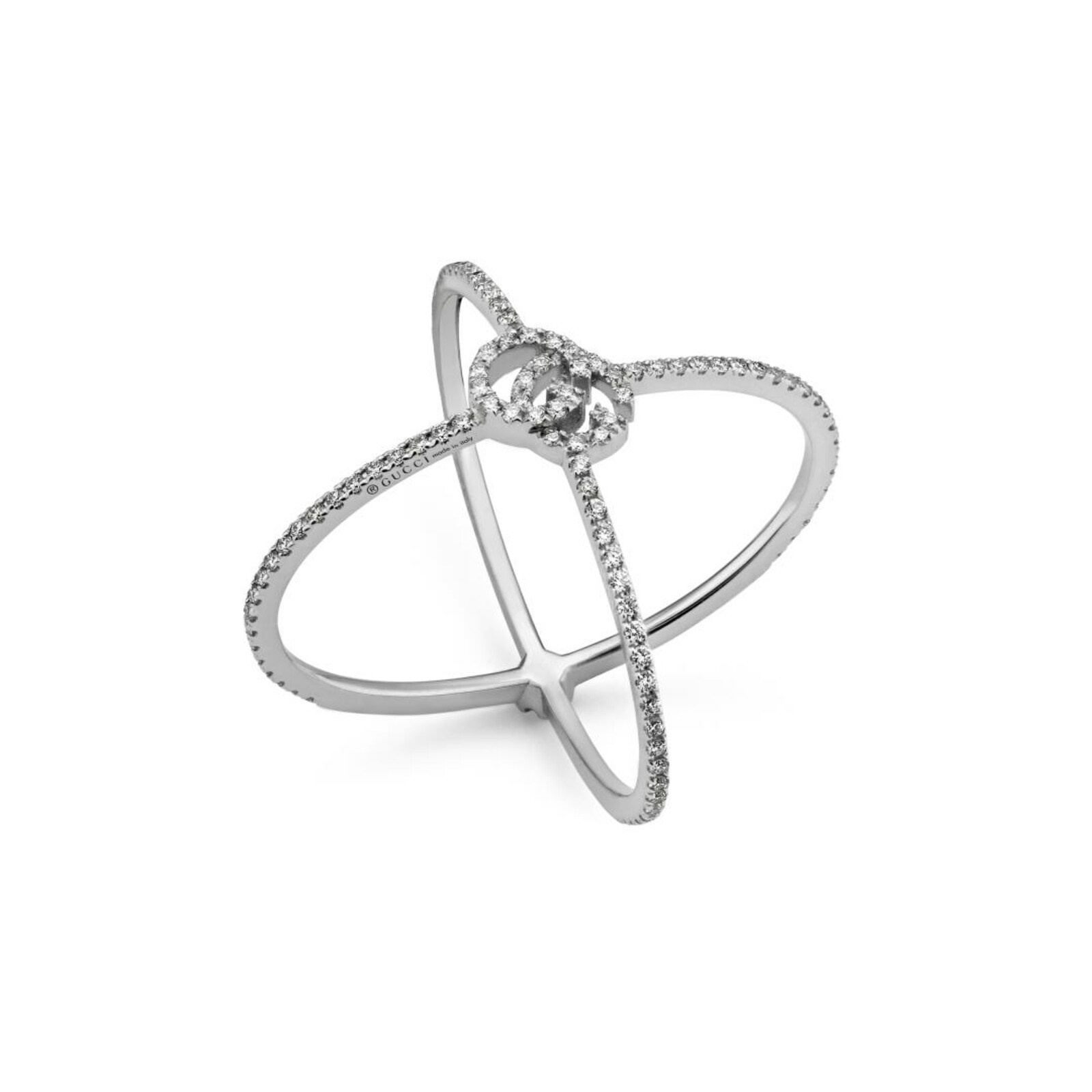 Gucci GG RUNNING Damen Ring 18 Karat Weißgold Diamanten X-Form YBC581978001 Gucci GG RUNNING Damen Ring 18 Karat Weißgold Diamanten X-Form YBC581978001