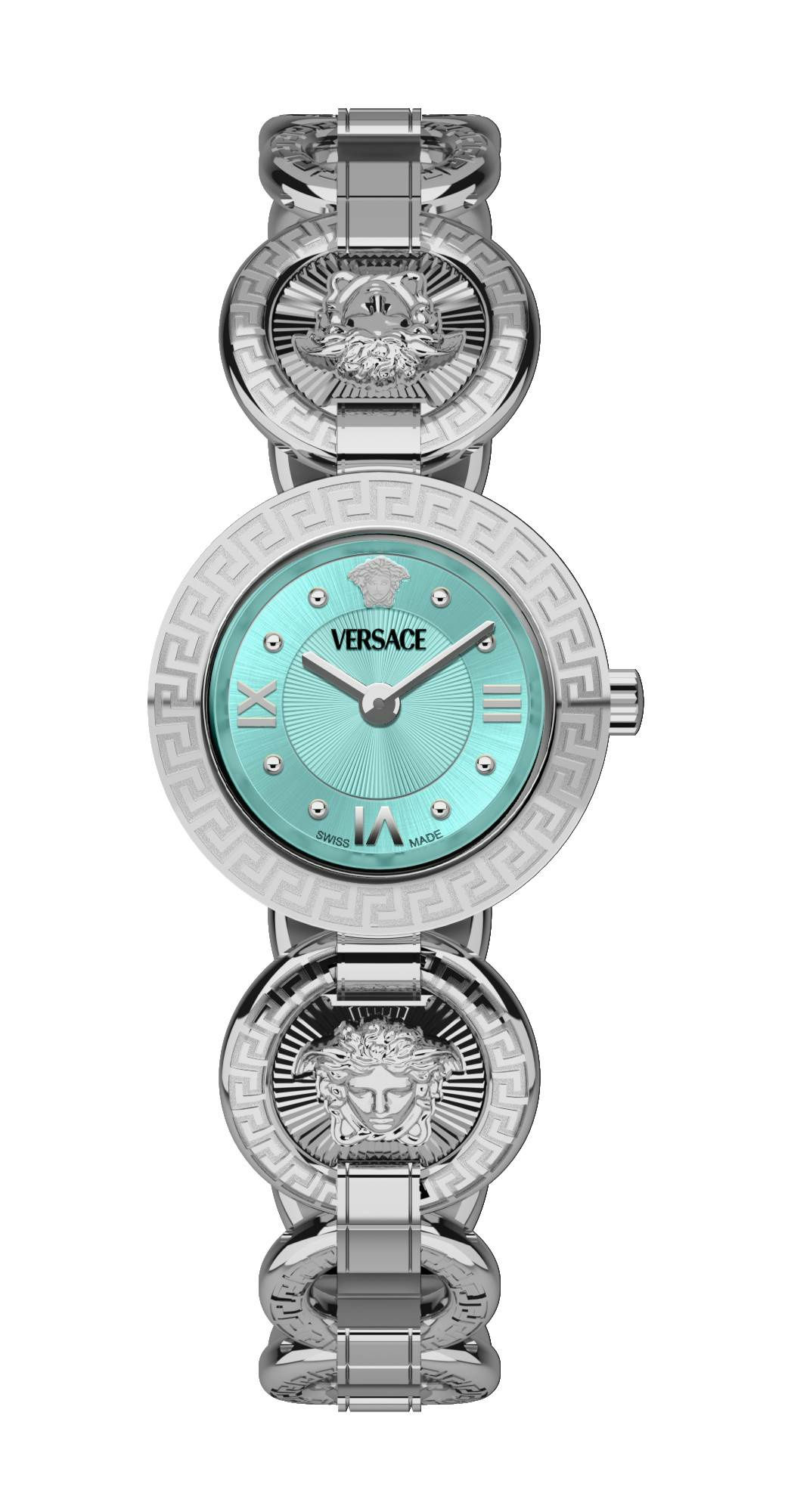Versace Damen Armbanduhr Greca Jewel Silber Türkis VEWCA0324 Versace Damen Armbanduhr Greca Jewel Silber Türkis VEWCA0324