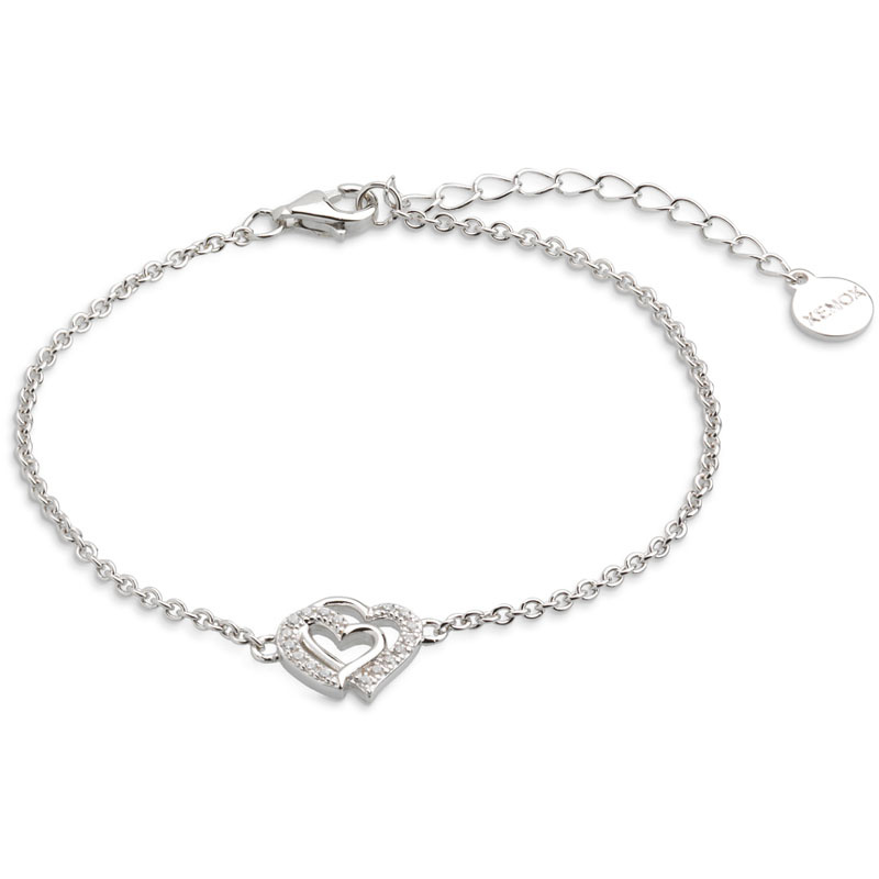 Xenox Damen Armband mit Zirkonia Herzen Charm Anhänger 18,5 Silber XS3412N Xenox Damen Armband mit Zirkonia Herzen Charm Anhänger 18,5 Silber XS3412N