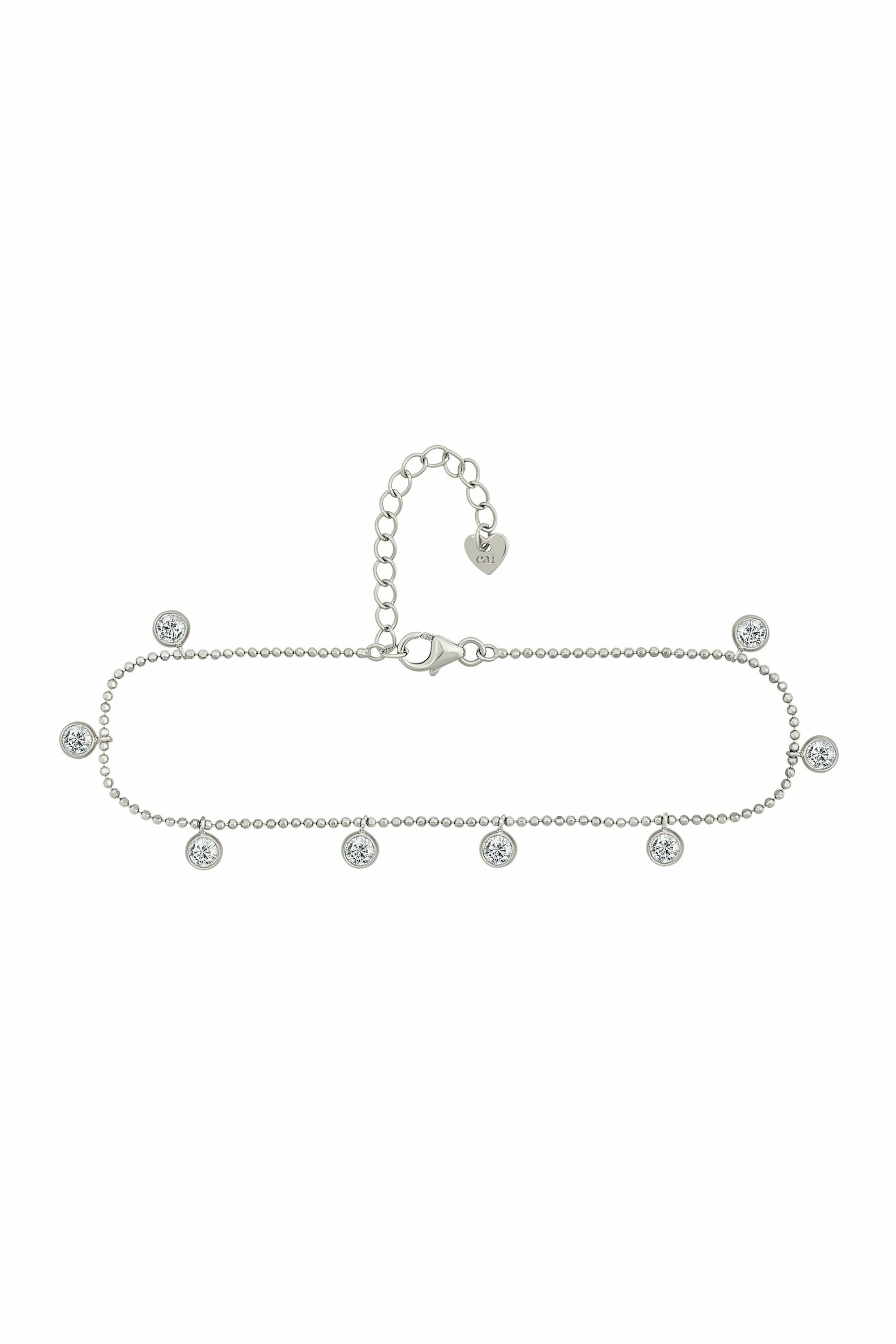 Fußkette 925/- Sterling Silber rhodiniert Anhänger rund Zirkonia 41184810238046