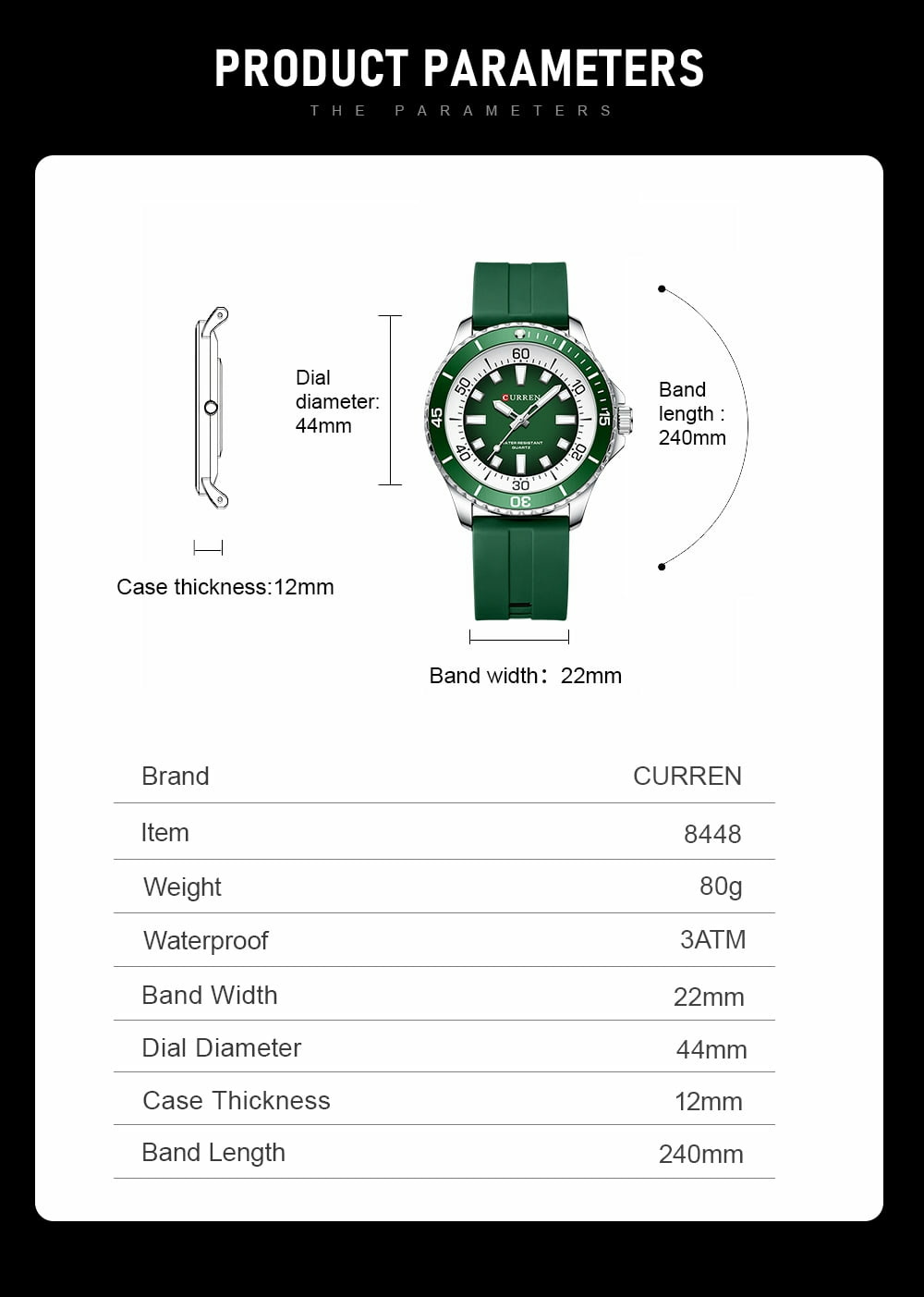 CURREN Men's Quartz Watch Casual Luminous Hands Wristwatch 8448 – Bild 3