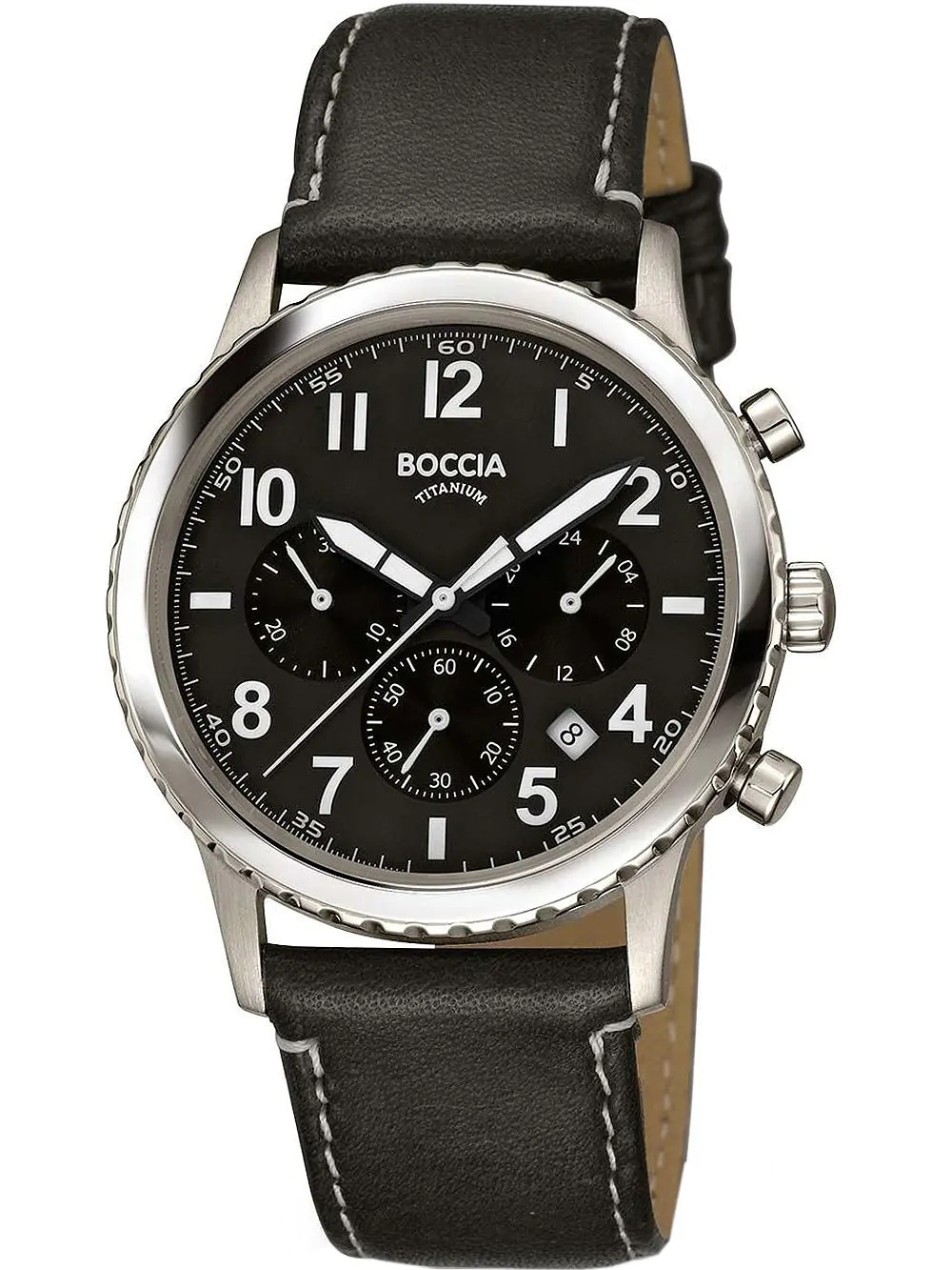Boccia Herren Chronograph mit Lederarmband Schwarz 3745-01 Boccia Herren Chronograph mit Lederarmband Schwarz 3745-01