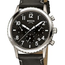 Boccia Herren Chronograph mit Lederarmband Schwarz 3745-01 Boccia Herren Chronograph mit Lederarmband Schwarz 3745-01