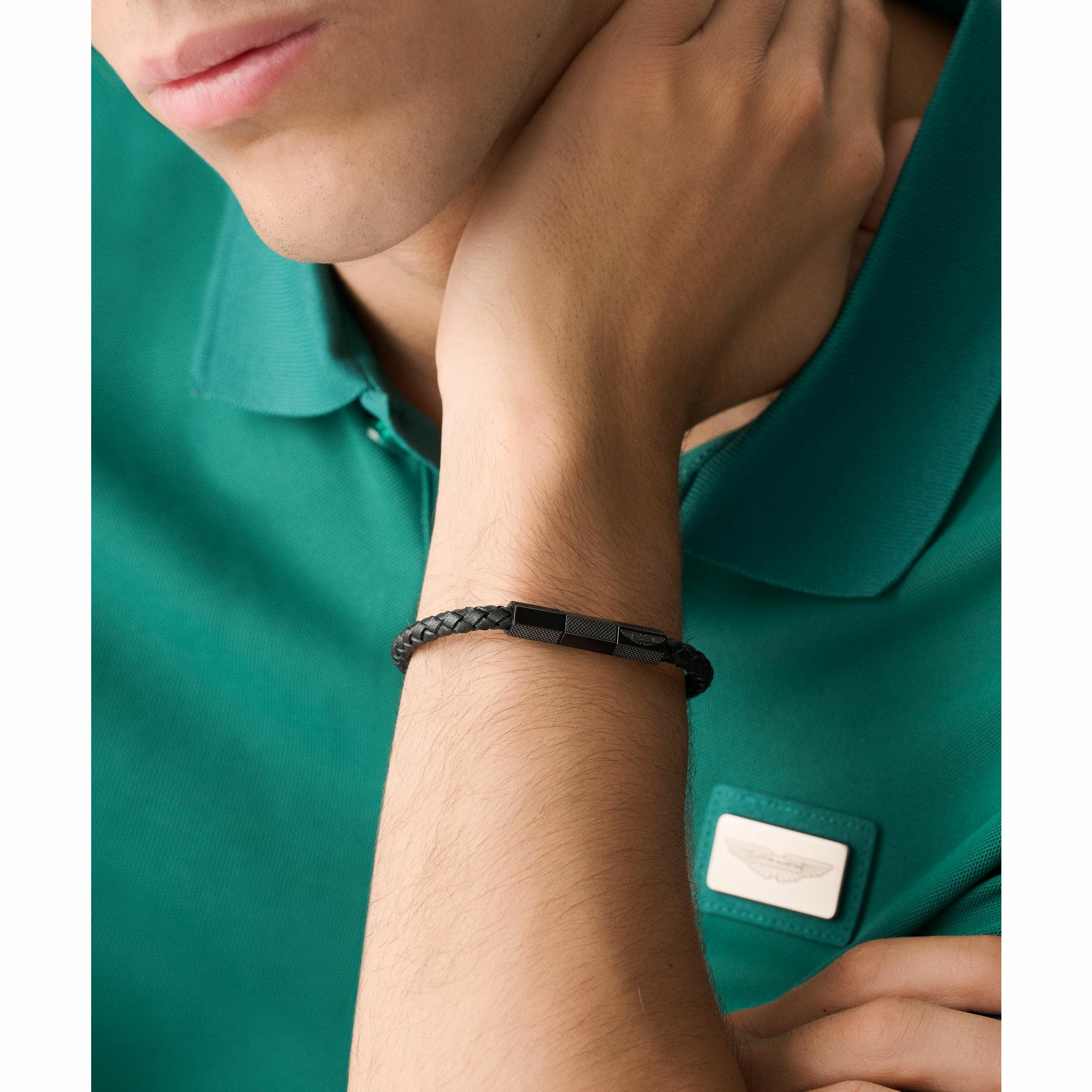 ASTON MARTIN Armband Herren AML THRILL Lederband Edelstahl Schwarz/IP Gun MJRIF5... – Bild 3