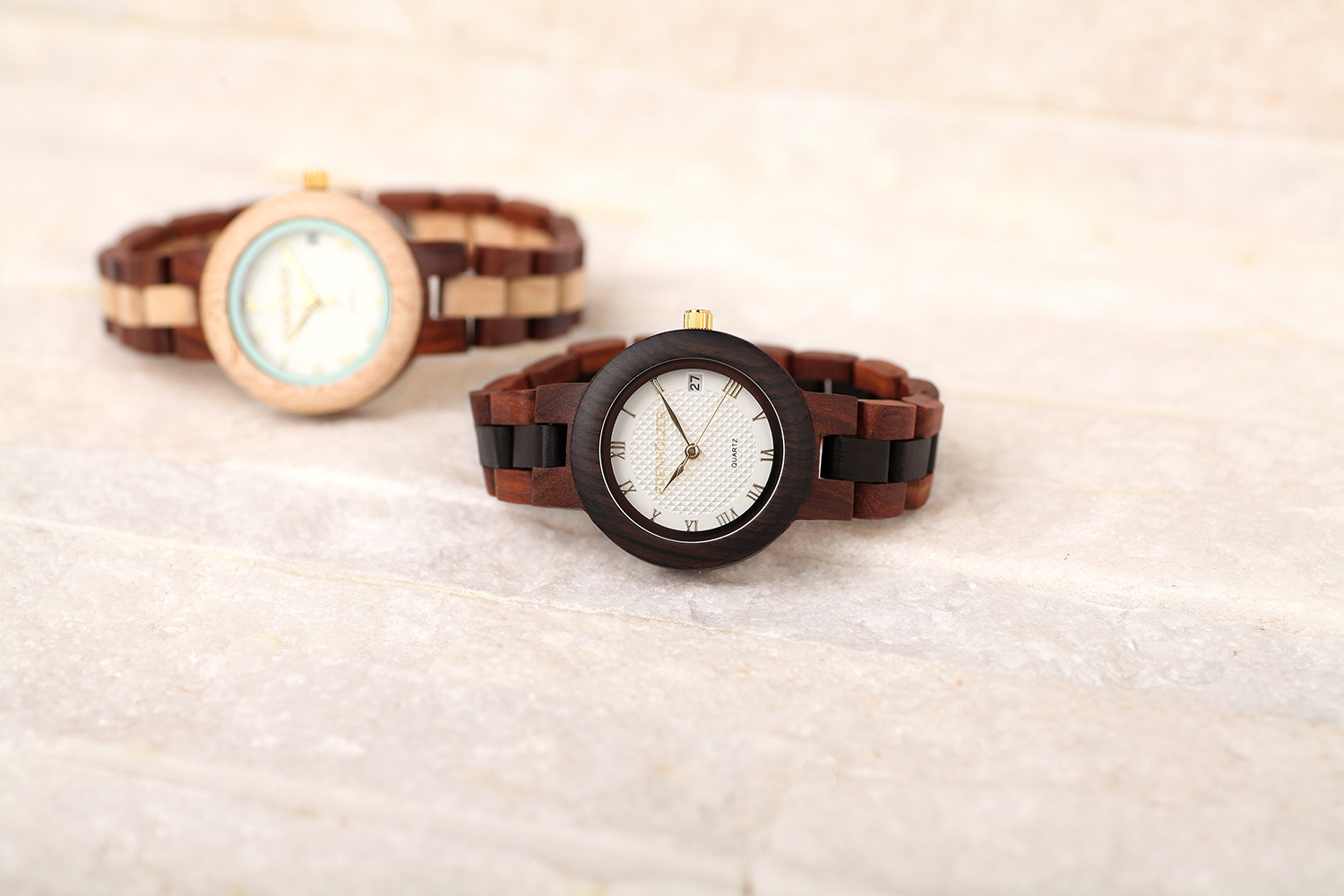 Edenhölzer Damen Armbanduhr Hardlex Virgin Gorda Datumsanzeige – Bild 3