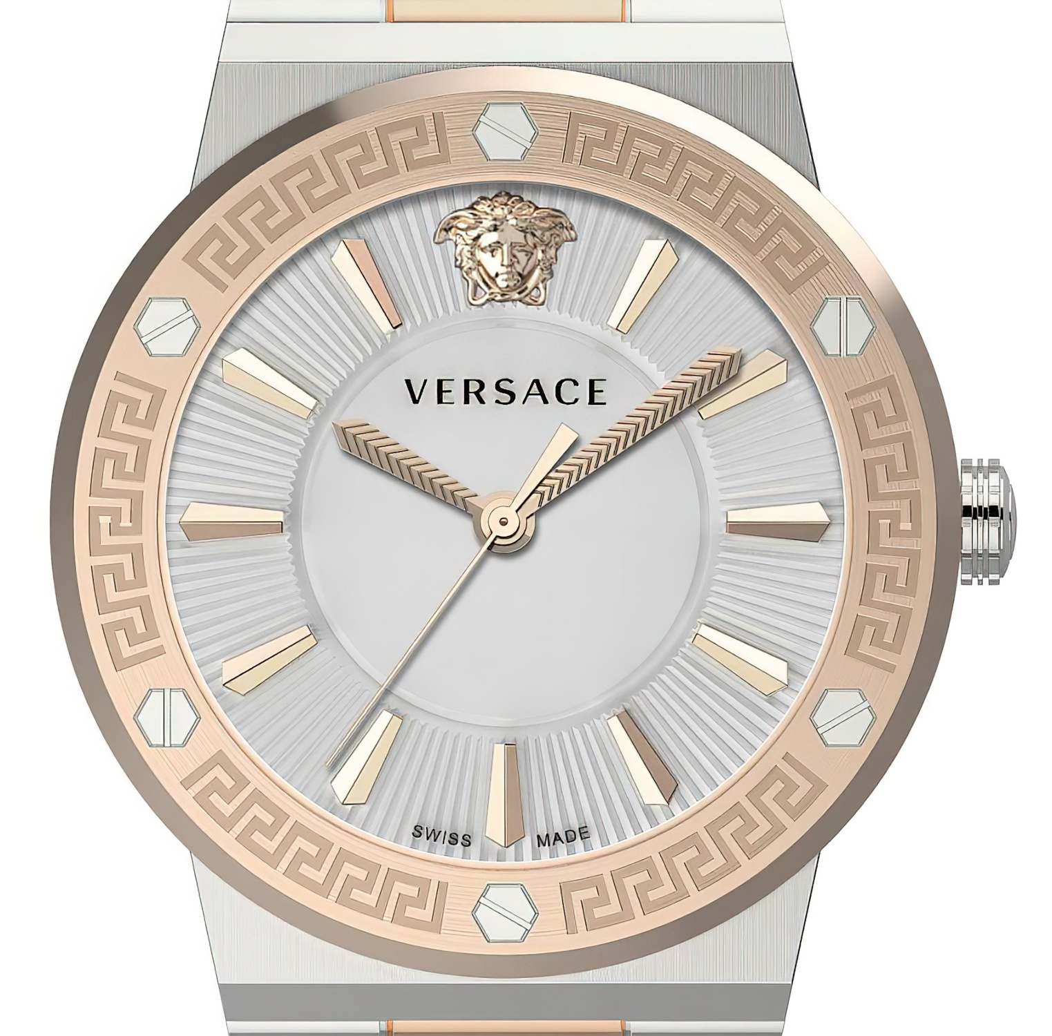 Versace Damen Armbanduhr Greca Logo Silber Gold VEVH01020 – Bild 3