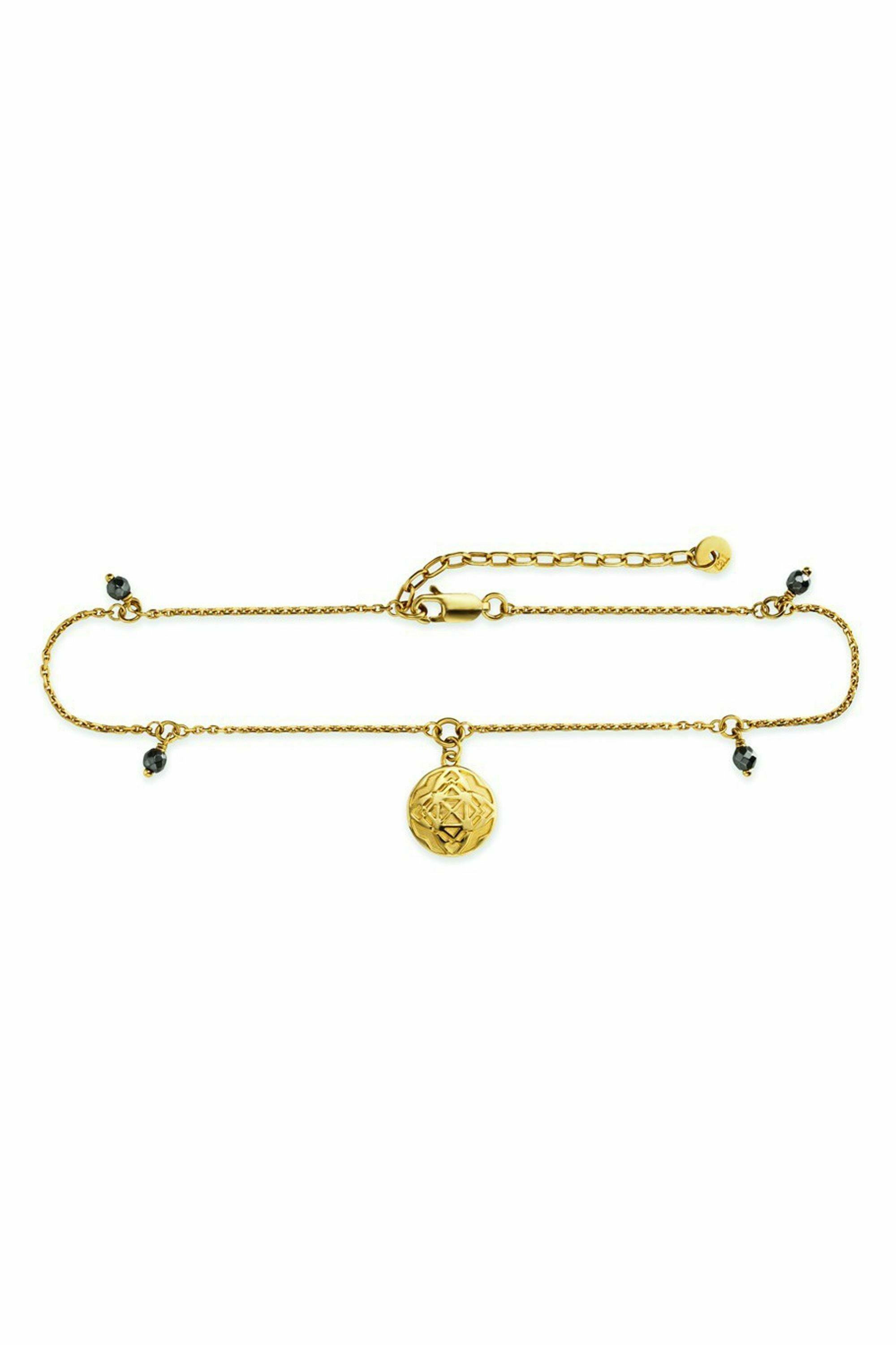 Fußkette 925/- Sterling Silber vergoldet Hematit Münze 41183848267870