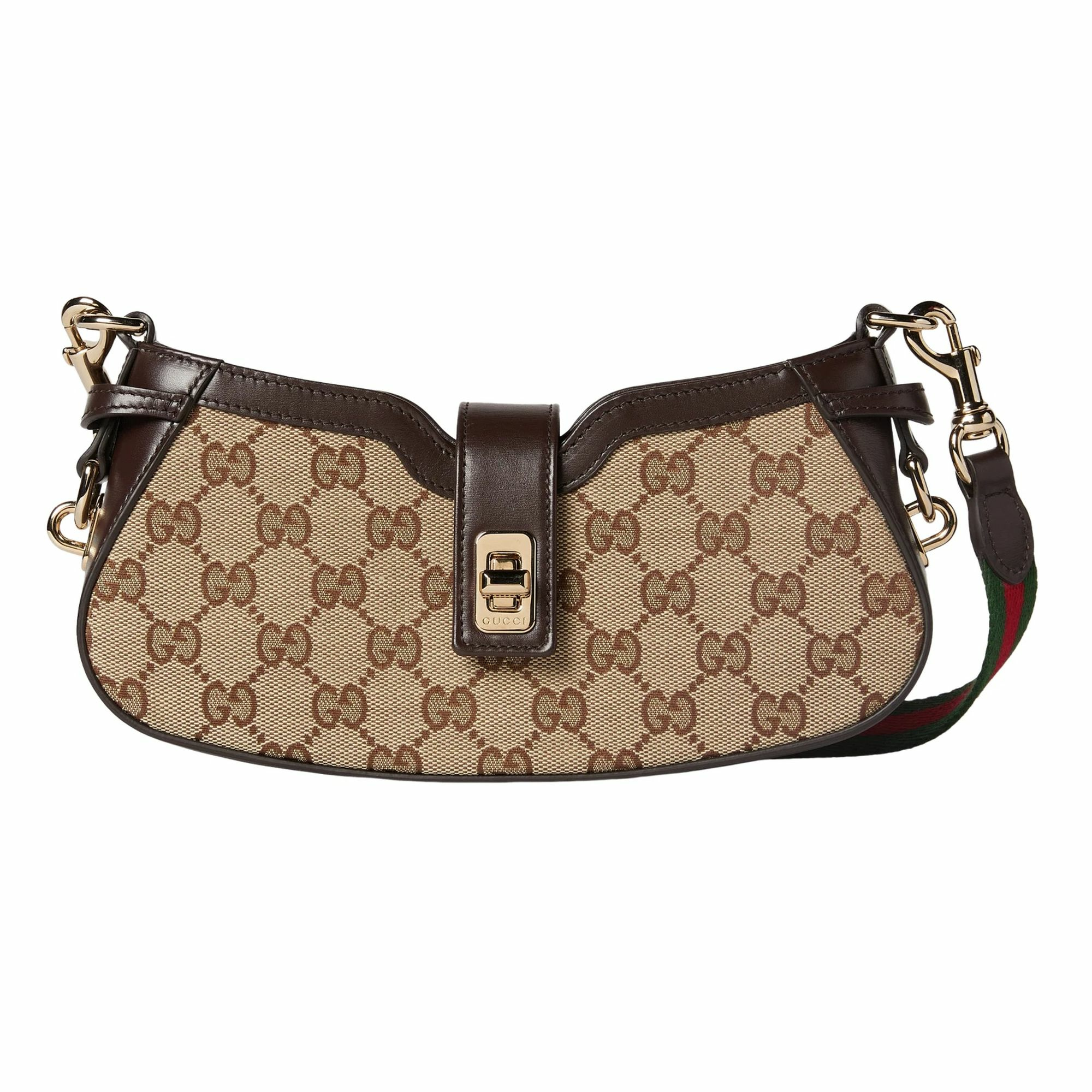 Gucci Moon Side Mini Schultertasche Damen Beige Braun GG Supreme Canvas Leder Gucci Moon Side Mini Schultertasche Damen Beige Braun GG Supreme Canvas Leder