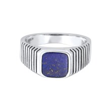 Ring Herren Siegelring Sodalith Quadrat 925 Silber Ring Herren Siegelring Sodalith Quadrat 925 Silber