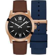 Guess Herren Armbanduhr Box Set Crescent roségold, braun, blau GW0630G3 Guess Herren Armbanduhr Box Set Crescent roségold, braun, blau GW0630G3