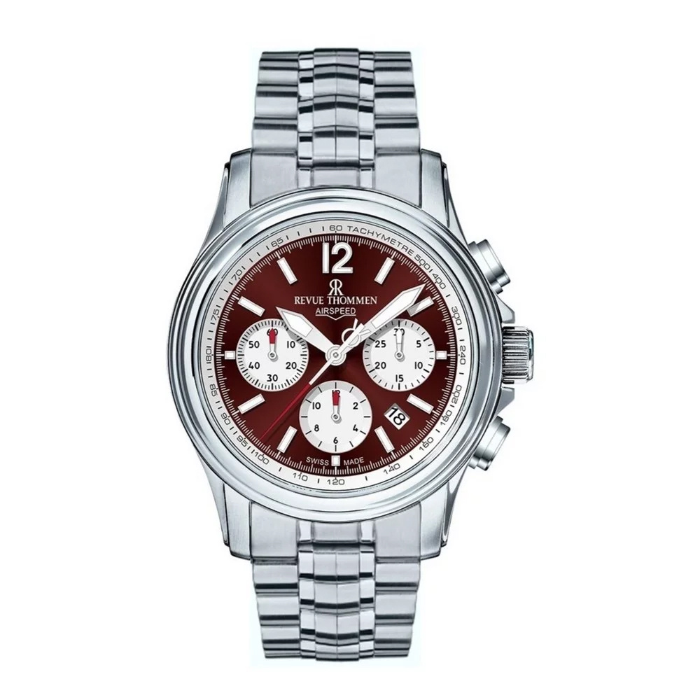 Revue Thommen Herren Automatikuhr Airspeed 16041.6436 Silberfarben, Rot – Bild 2