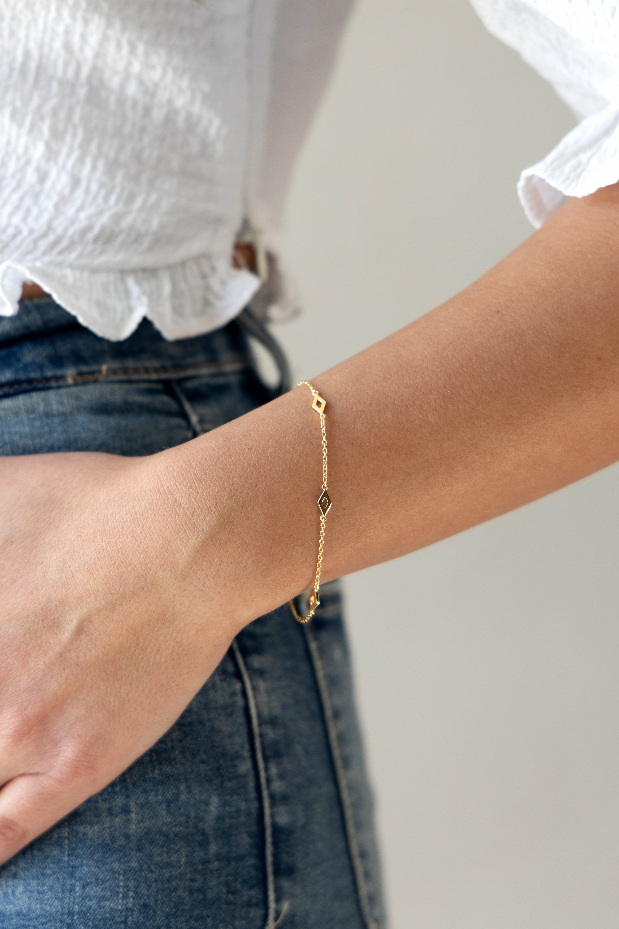 Armband 925 Silber vergoldet Rauten Cut-Outs 41185098727518 – Bild 2